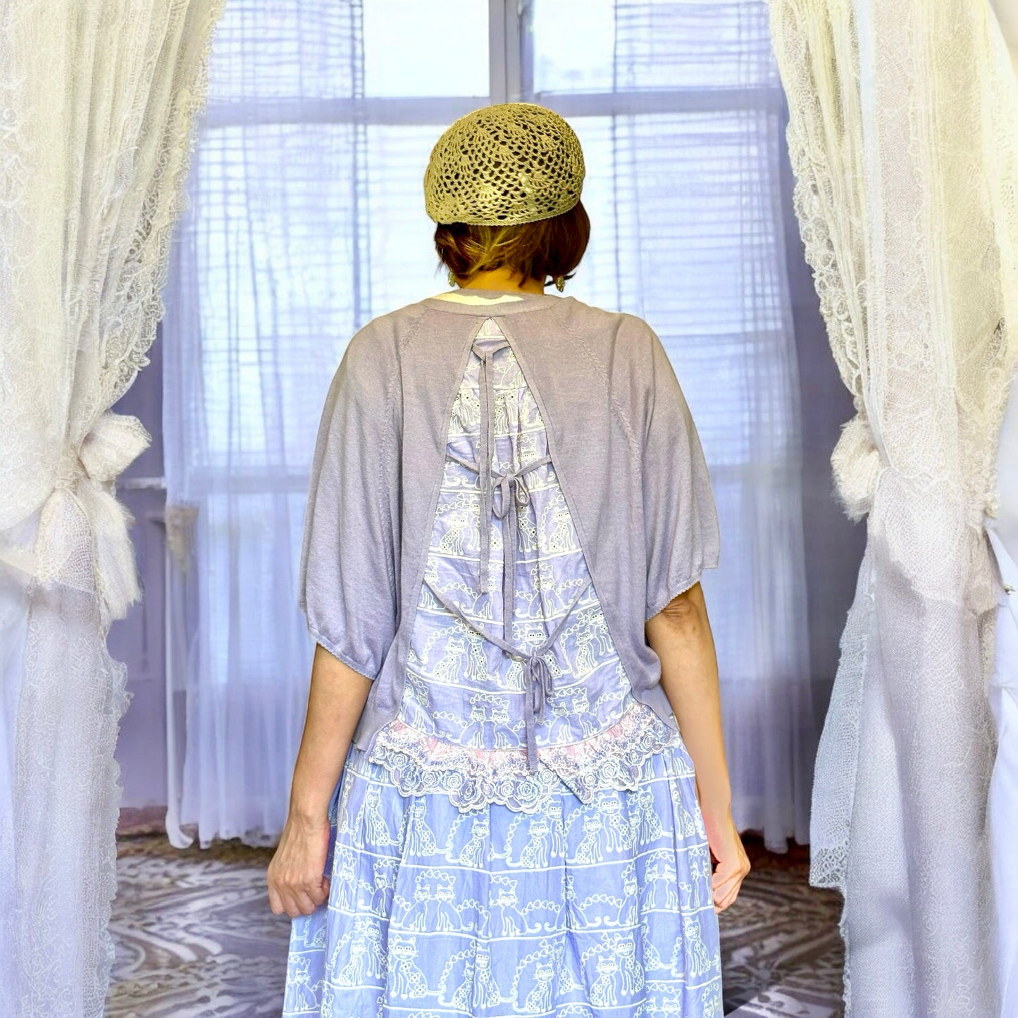 Lace crochet midi skirt