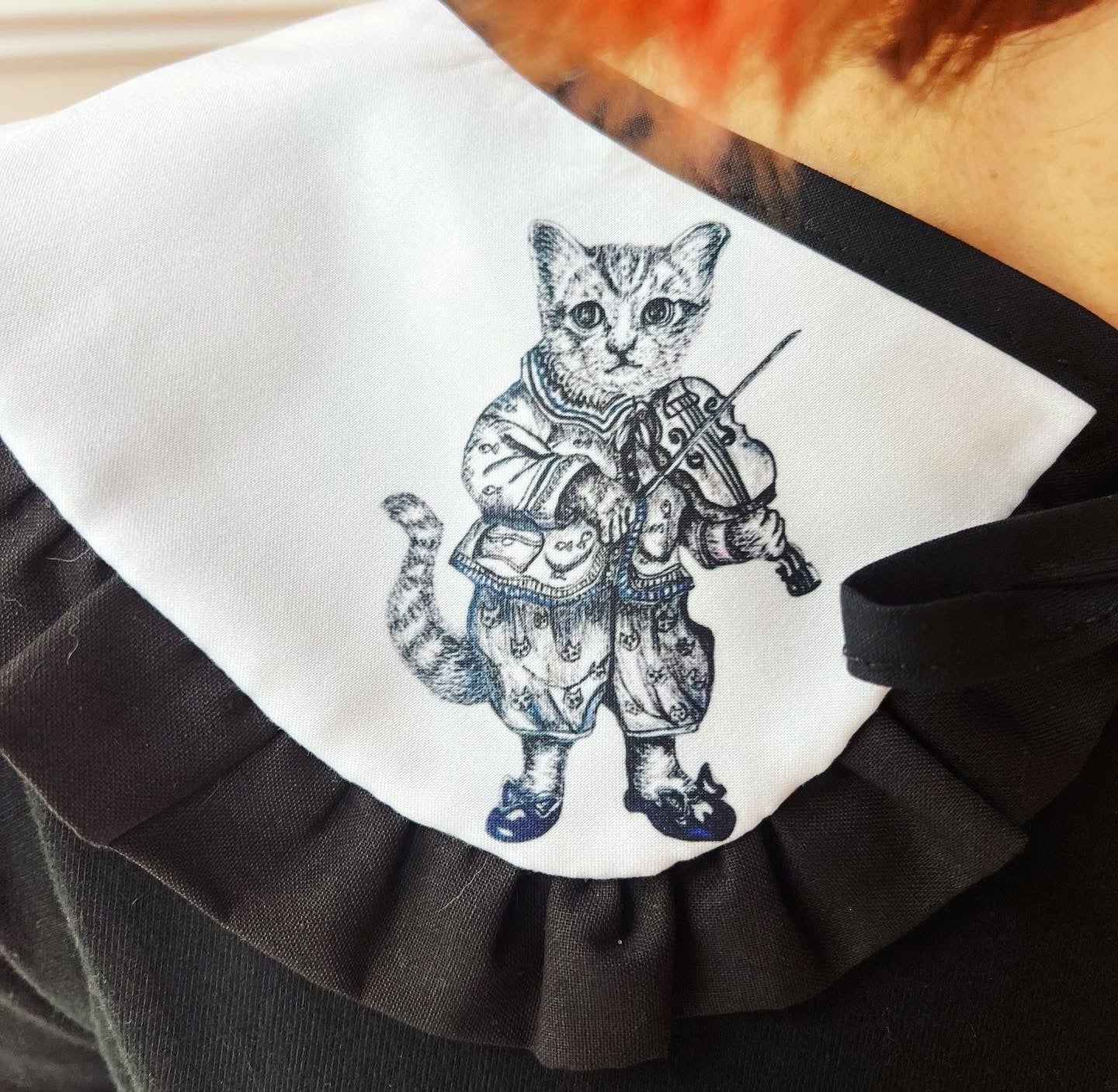 Printed Needle Pen Drawings Cat And Dogs Collar
