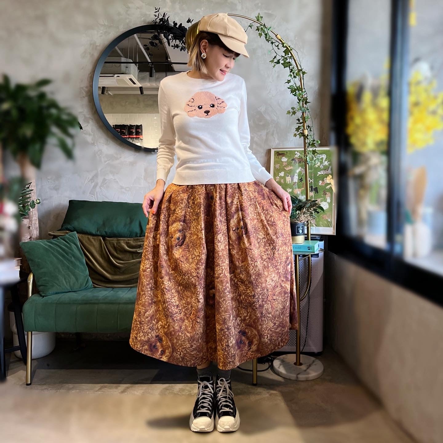 Curly Poodle Midi Skirt