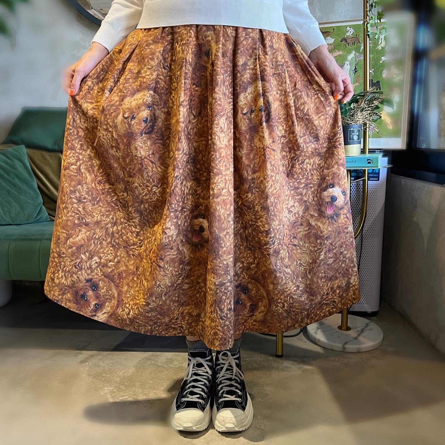 Curly Poodle Midi Skirt