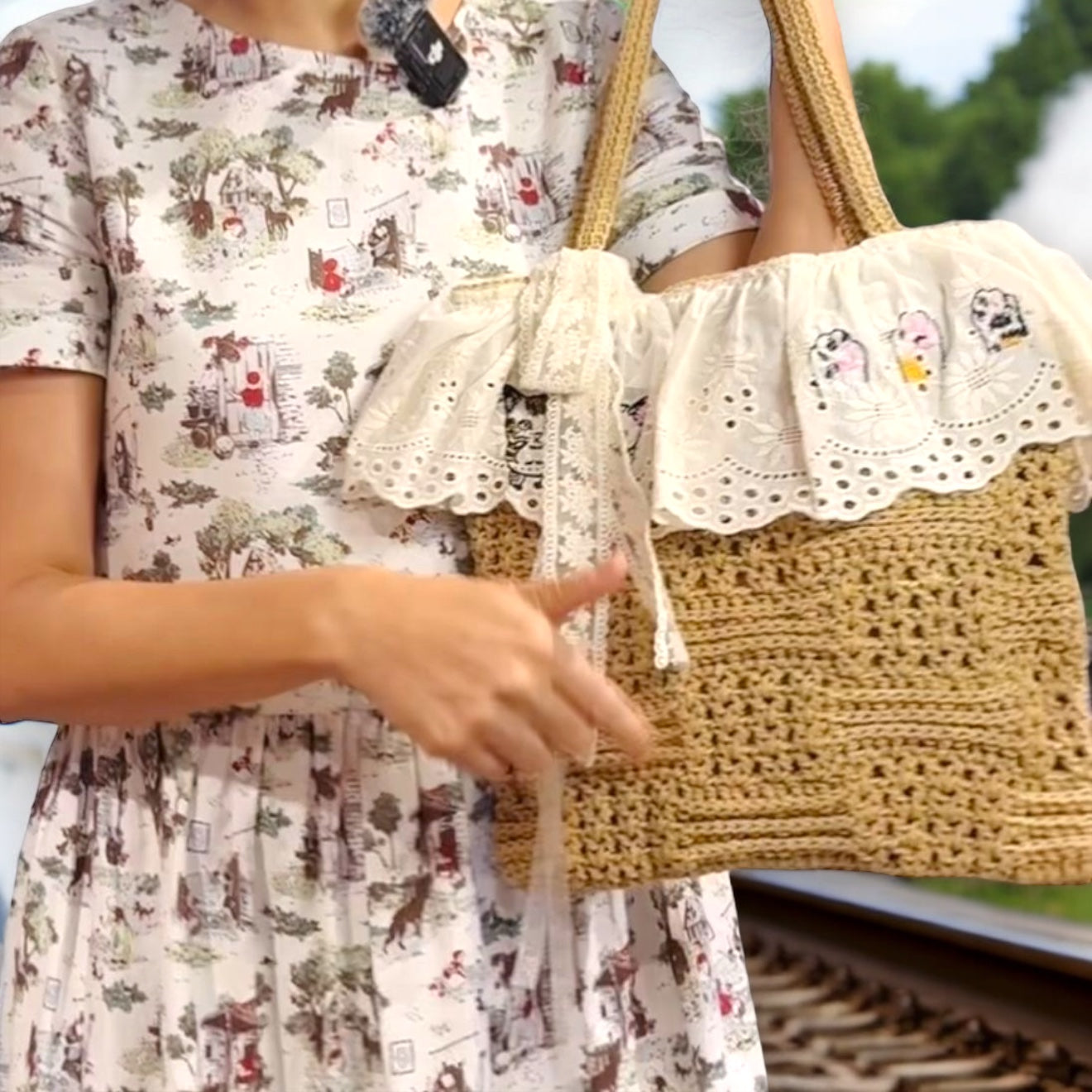 Lace crochet, lace and embroidery bag