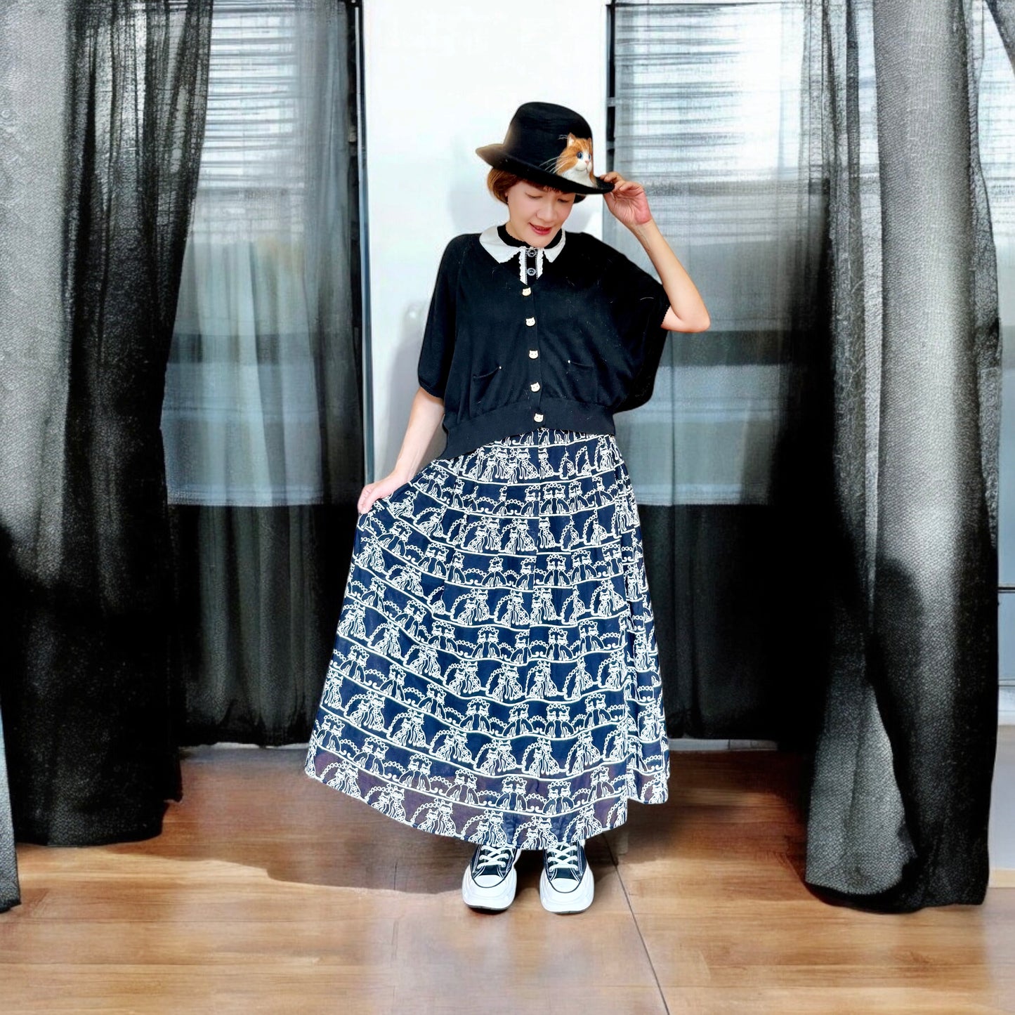 Lace crochet midi skirt