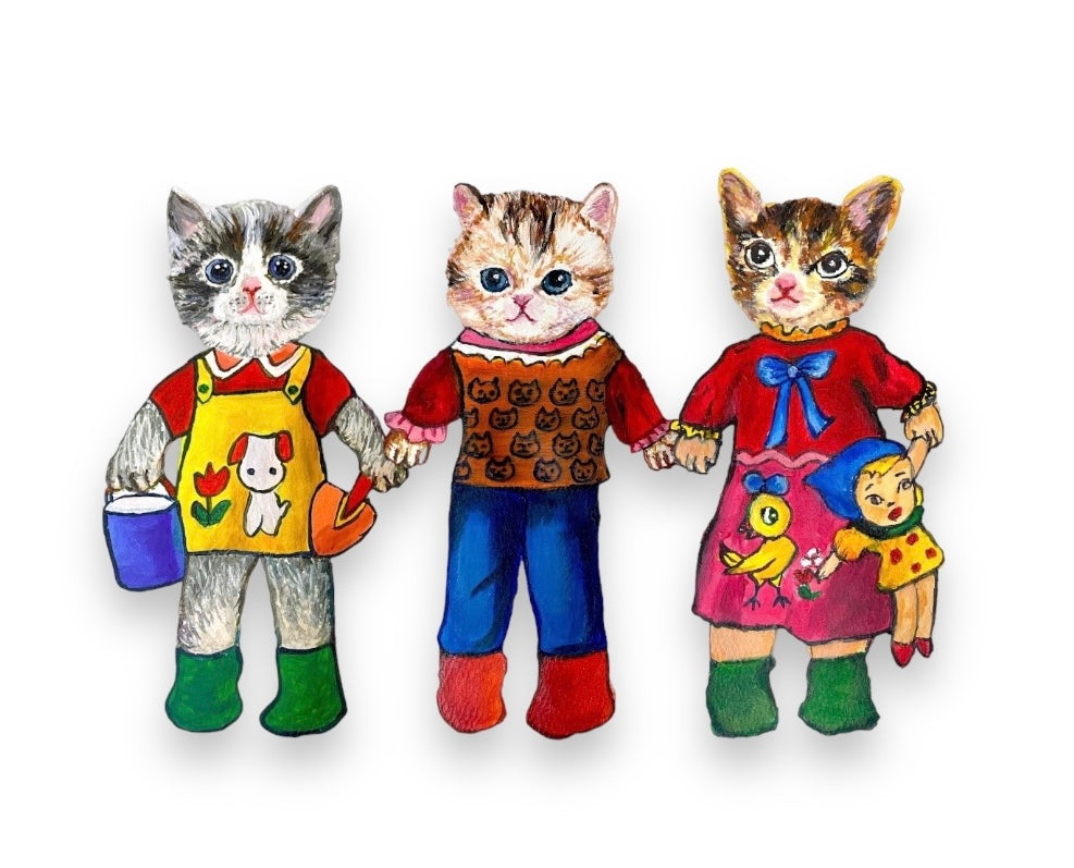 Showa kitten embroidery denim skirt