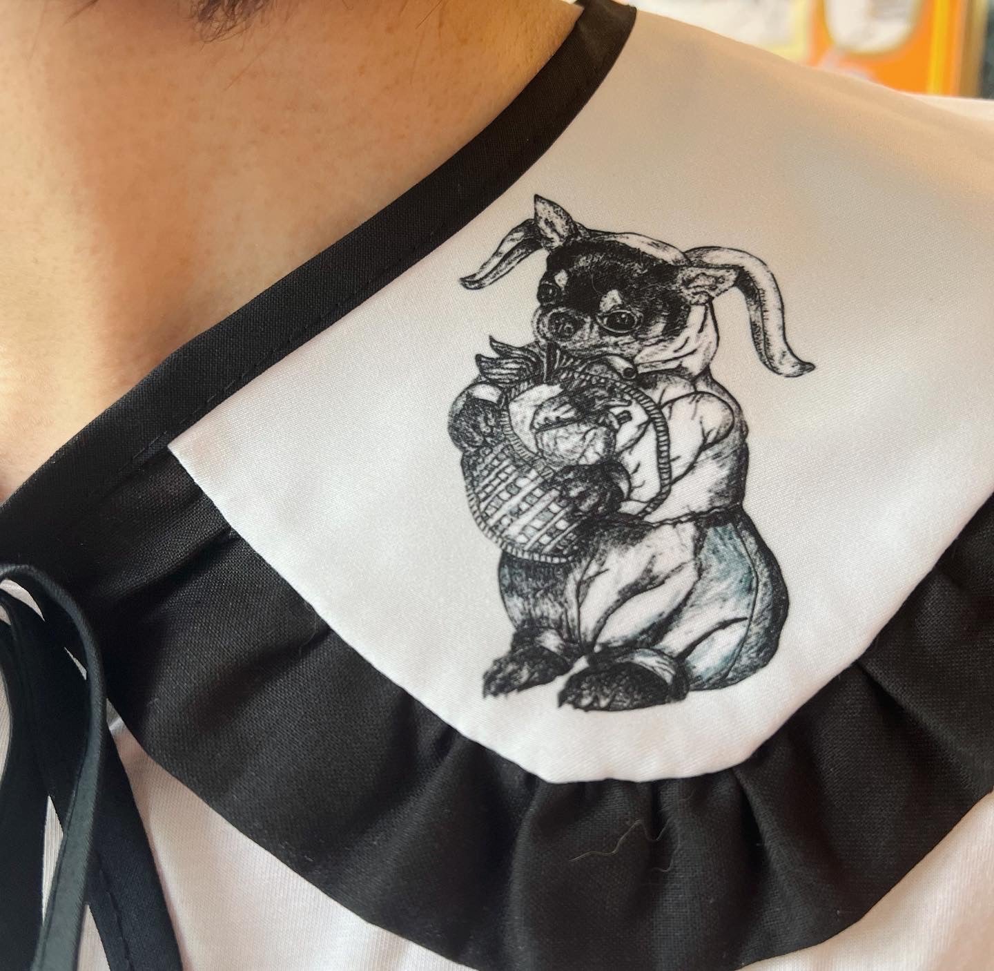 Printed Needle Pen Drawings Cat And Dogs Collar
