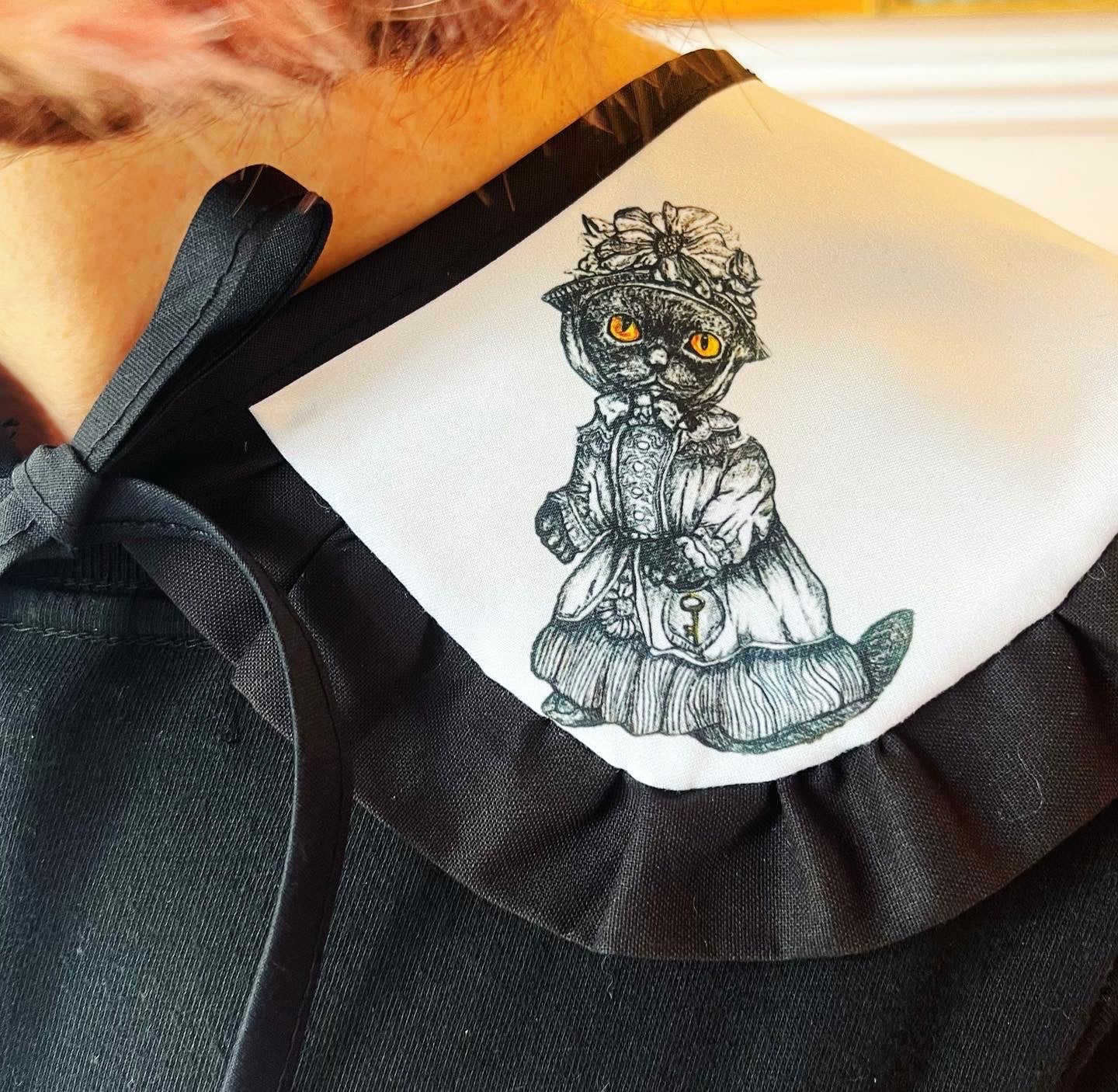 Printed Needle Pen Drawings Cat And Dogs Collar