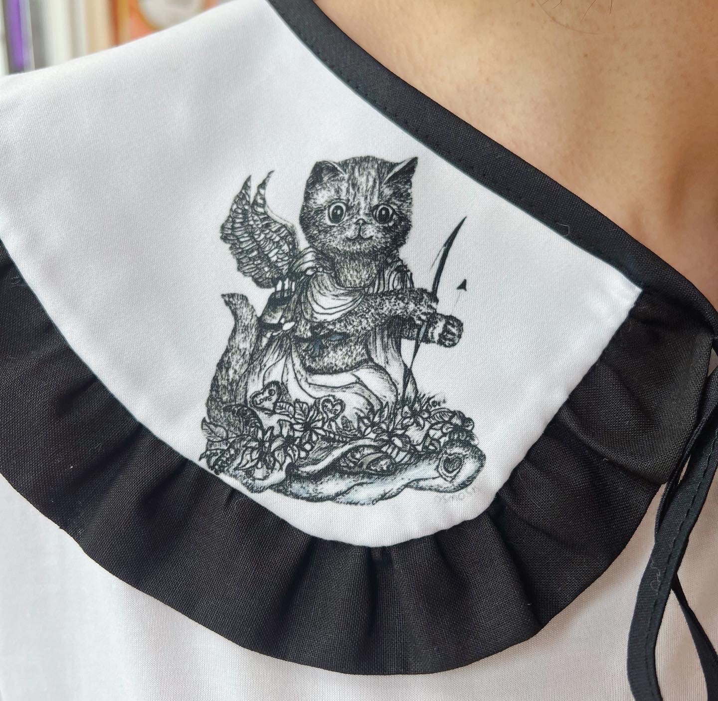 Printed Needle Pen Drawings Cat And Dogs Collar