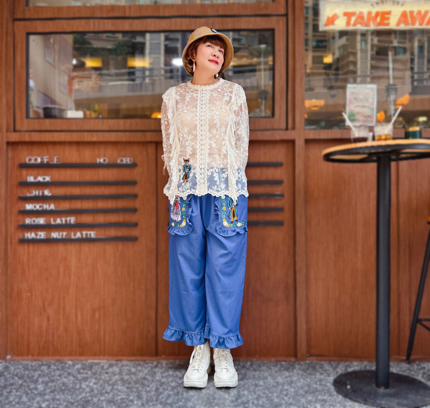 Animal embroidery loose fit top