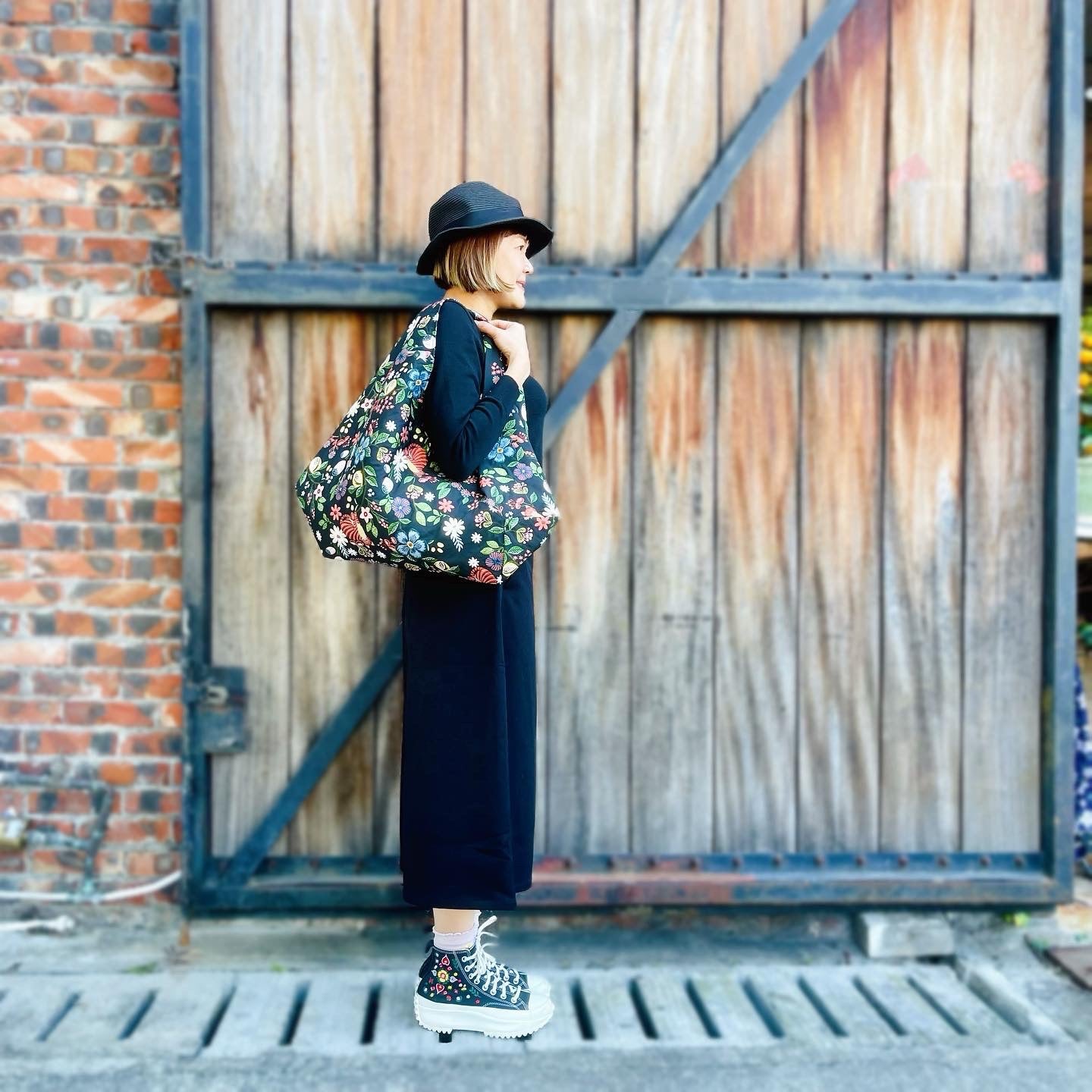Cat And Floral Japanese Style Bag
