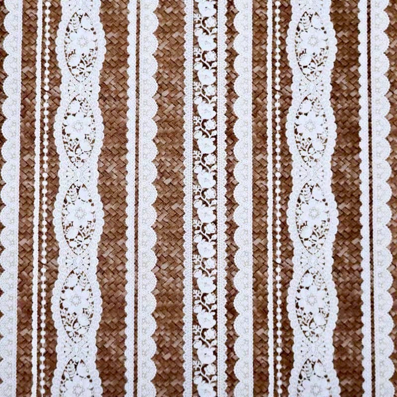 Printed lace and basket stitch one piece