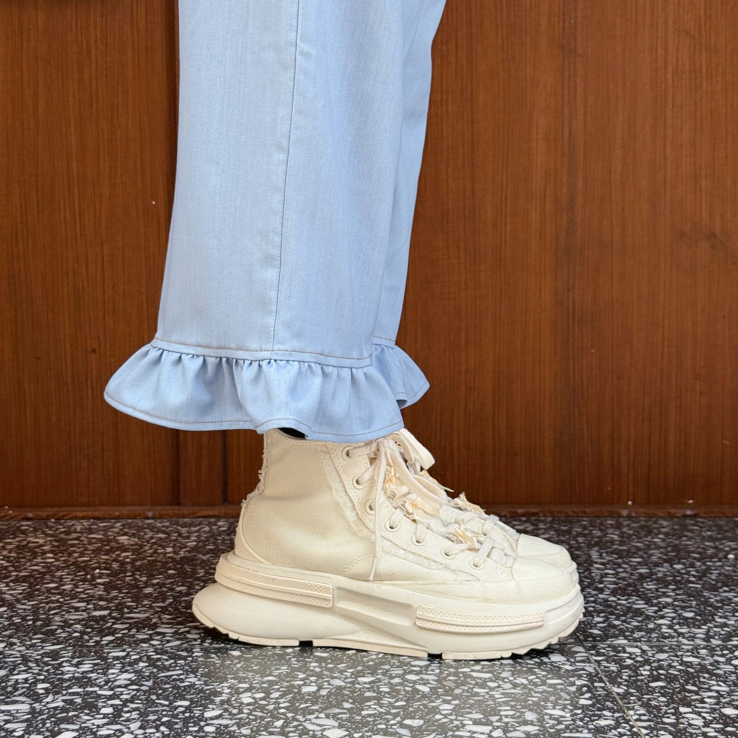 Happy animals embroidery denim pants