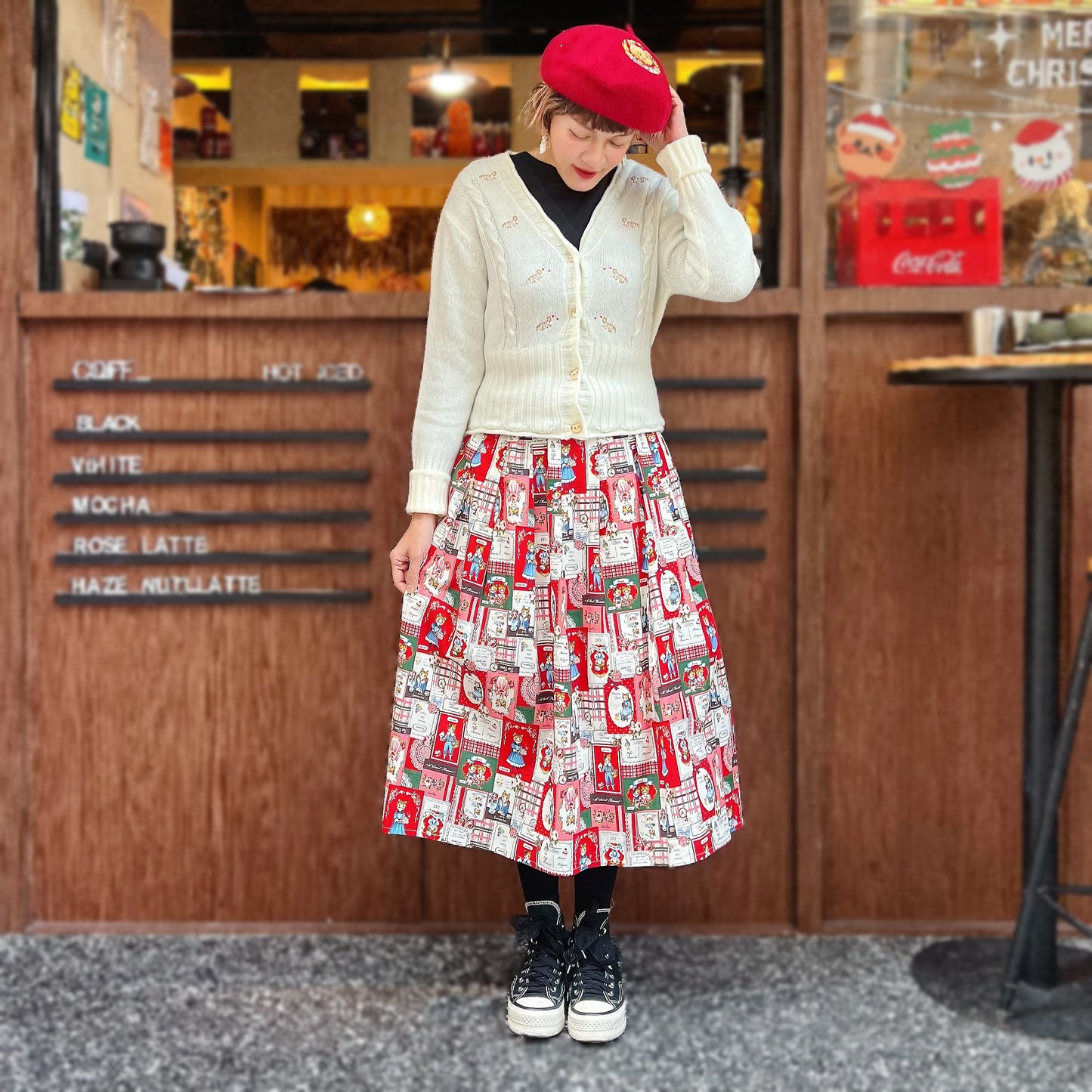Gardening patch cats midi skirt