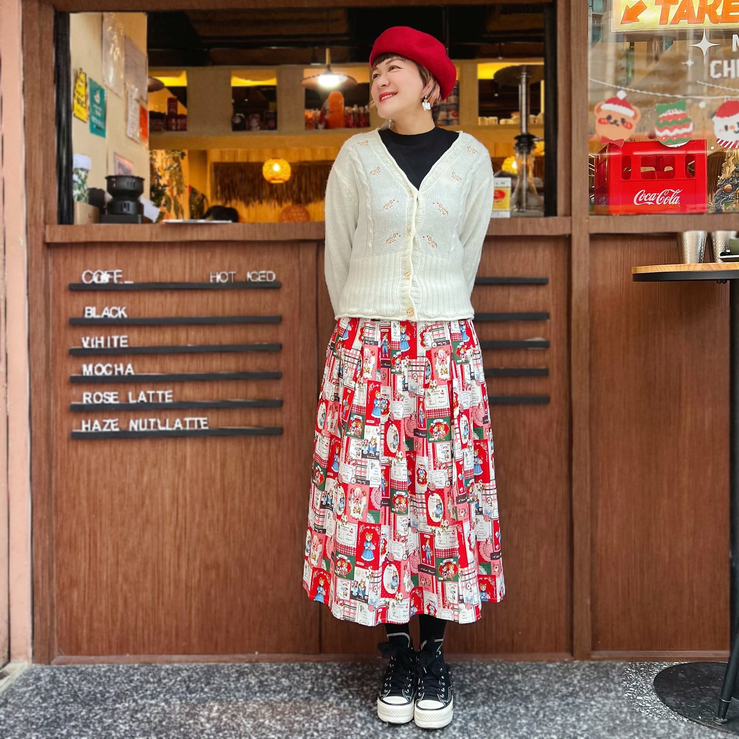 Gardening patch cats midi skirt
