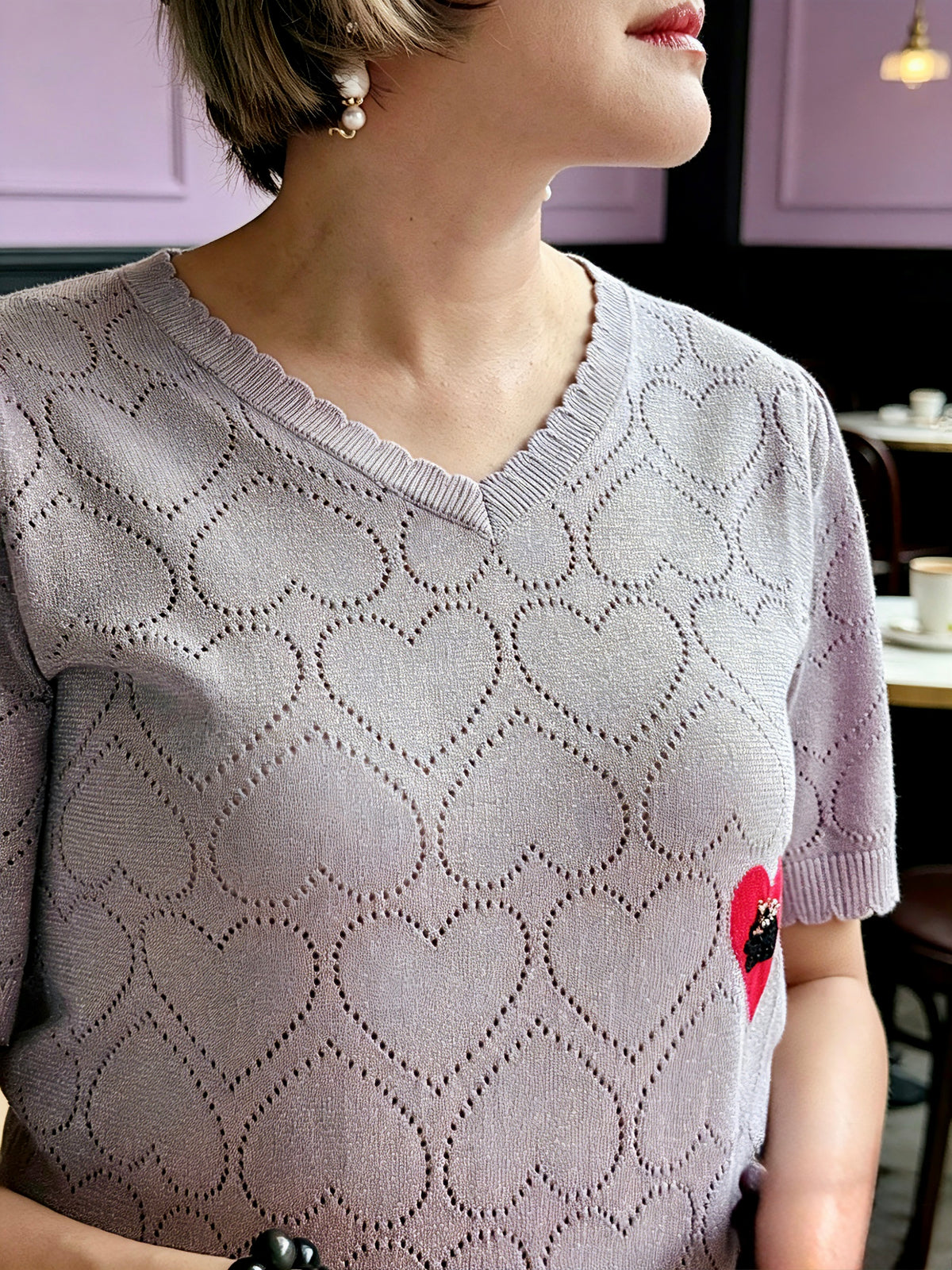 Cotton lurex embroidery cardigan