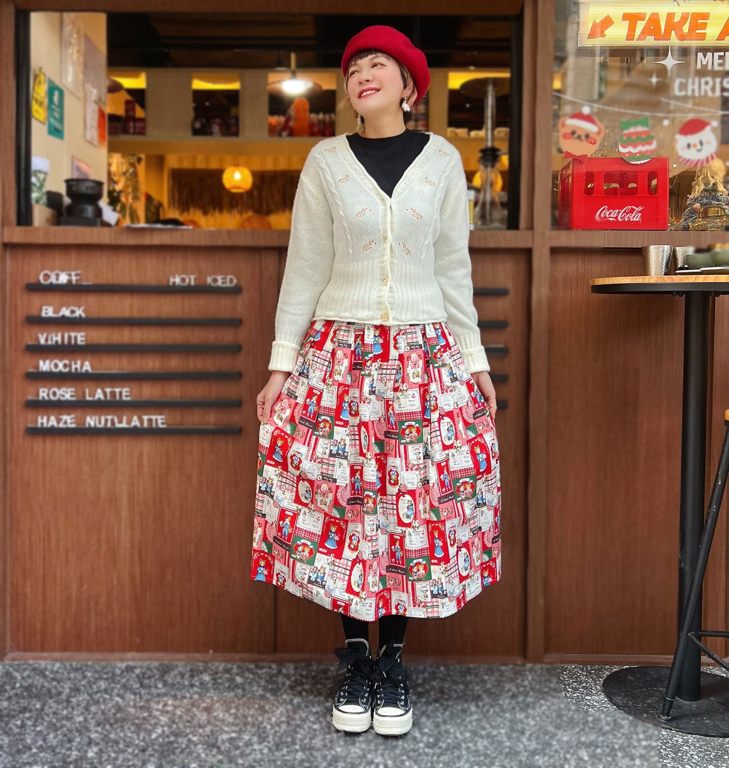 Gardening patch cats midi skirt