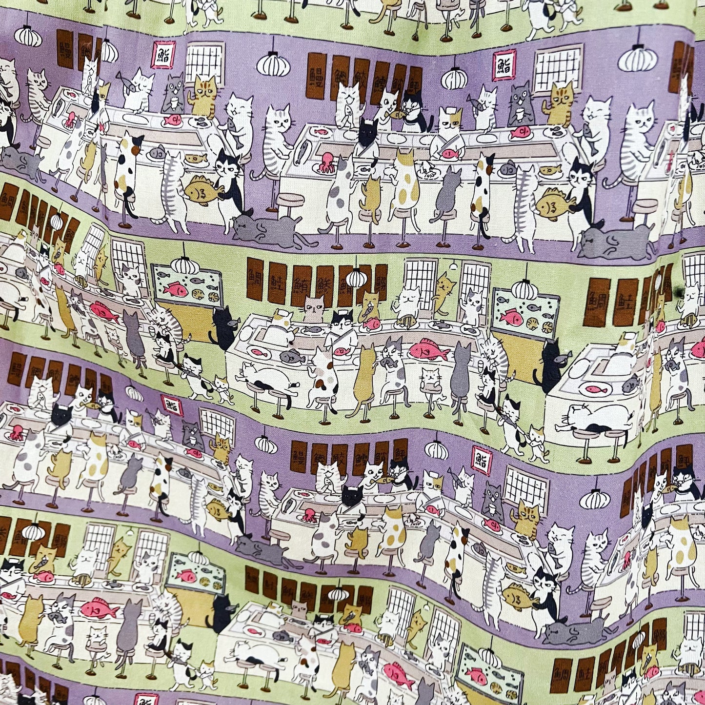 Cats at sushi restaurant midi skirt