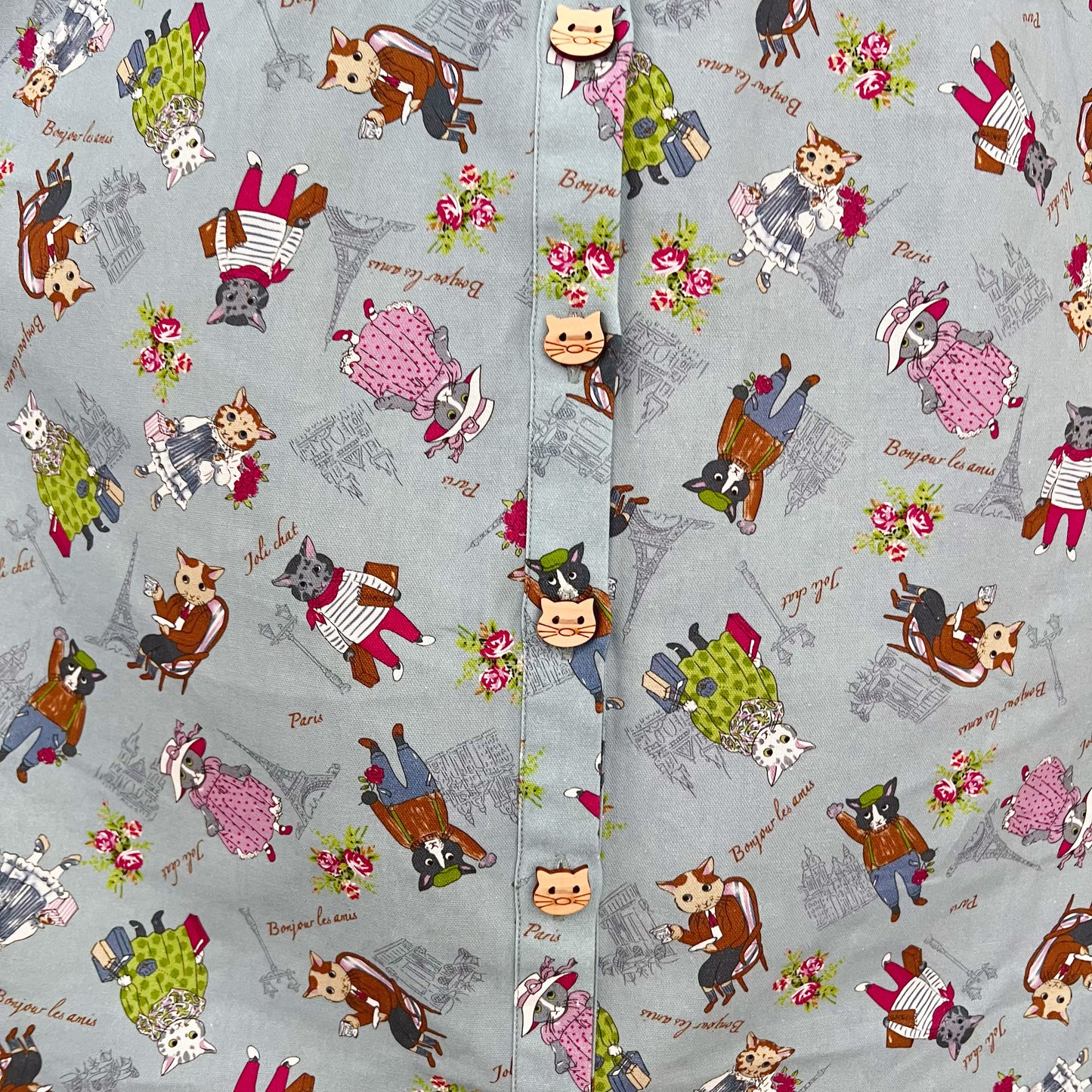 French cat fabric and knit block dress