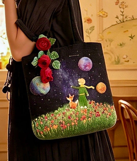Le little prince handmade felt wool tote bag