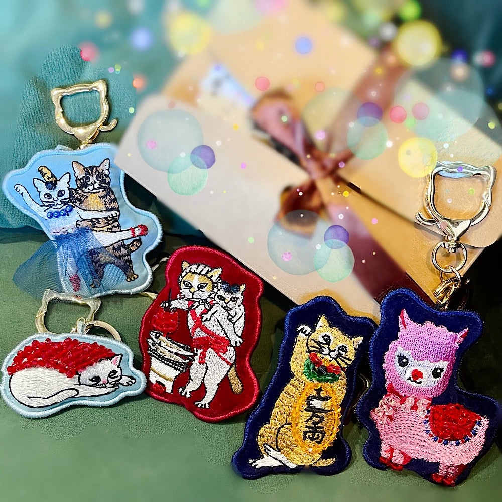 Cat / Alpaca Embroidery With Swarovski Crystal Handmade Accessories