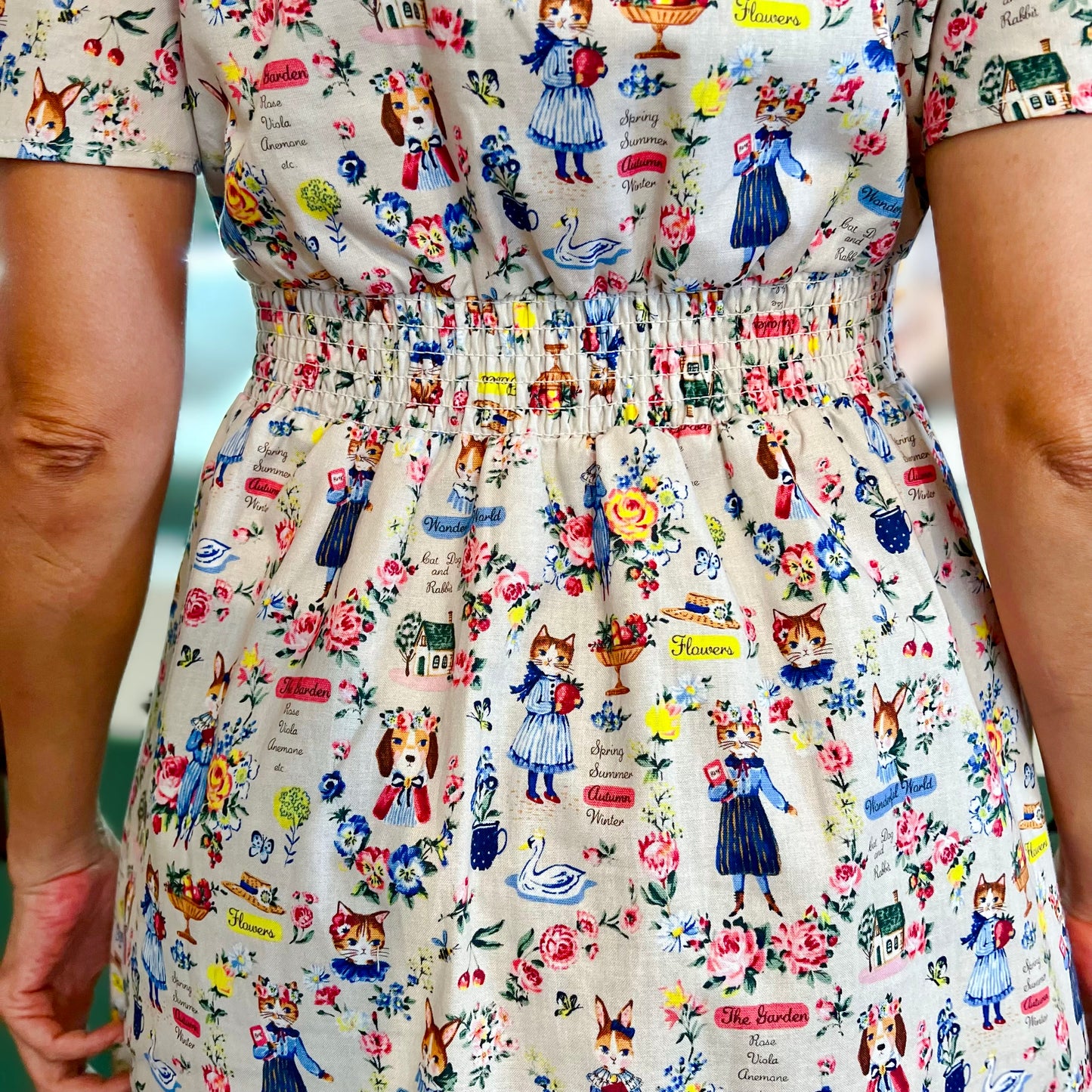 Cat, dogs and rabbit pattern one piece