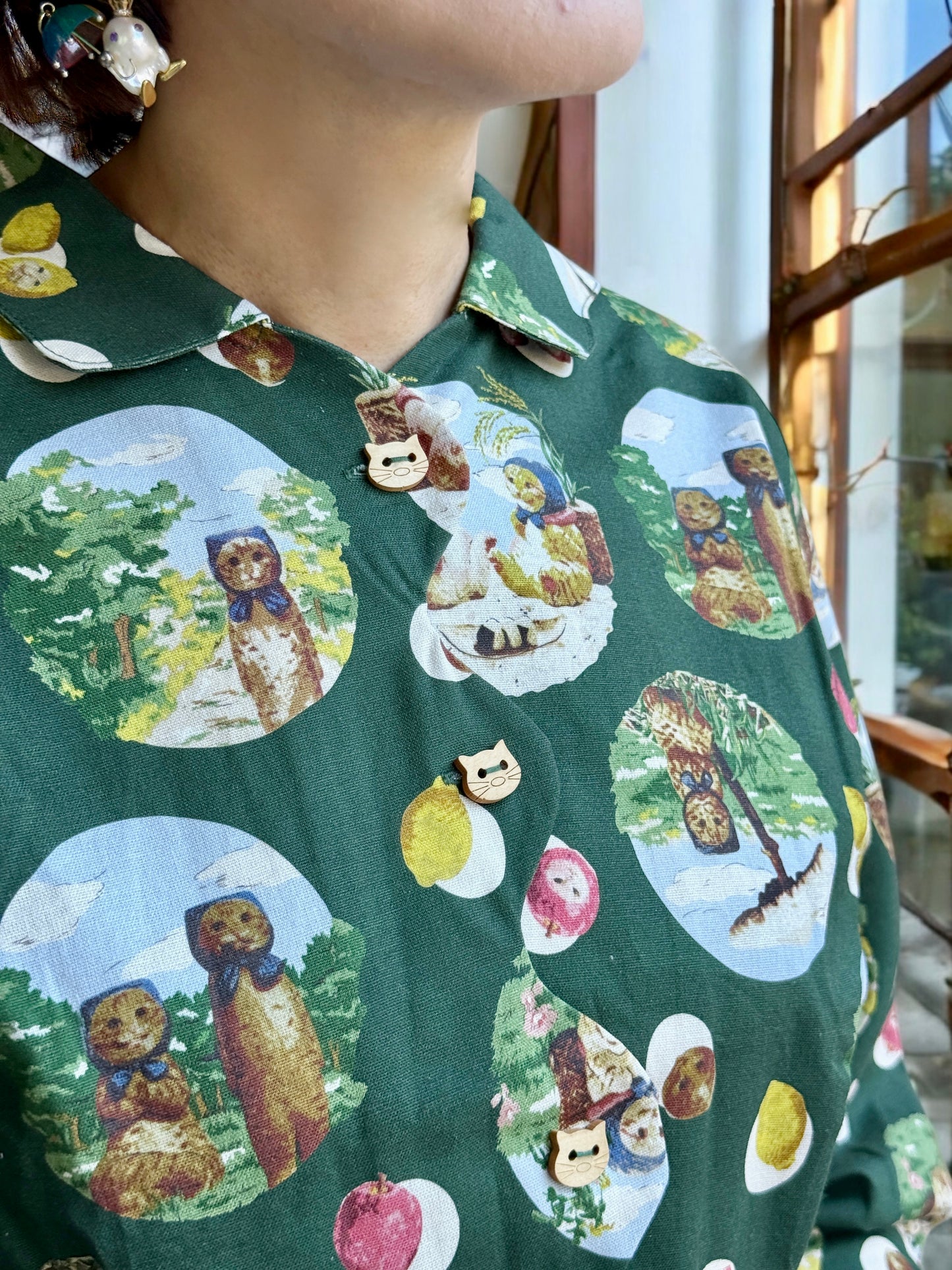 Picnic cats pattern shirt