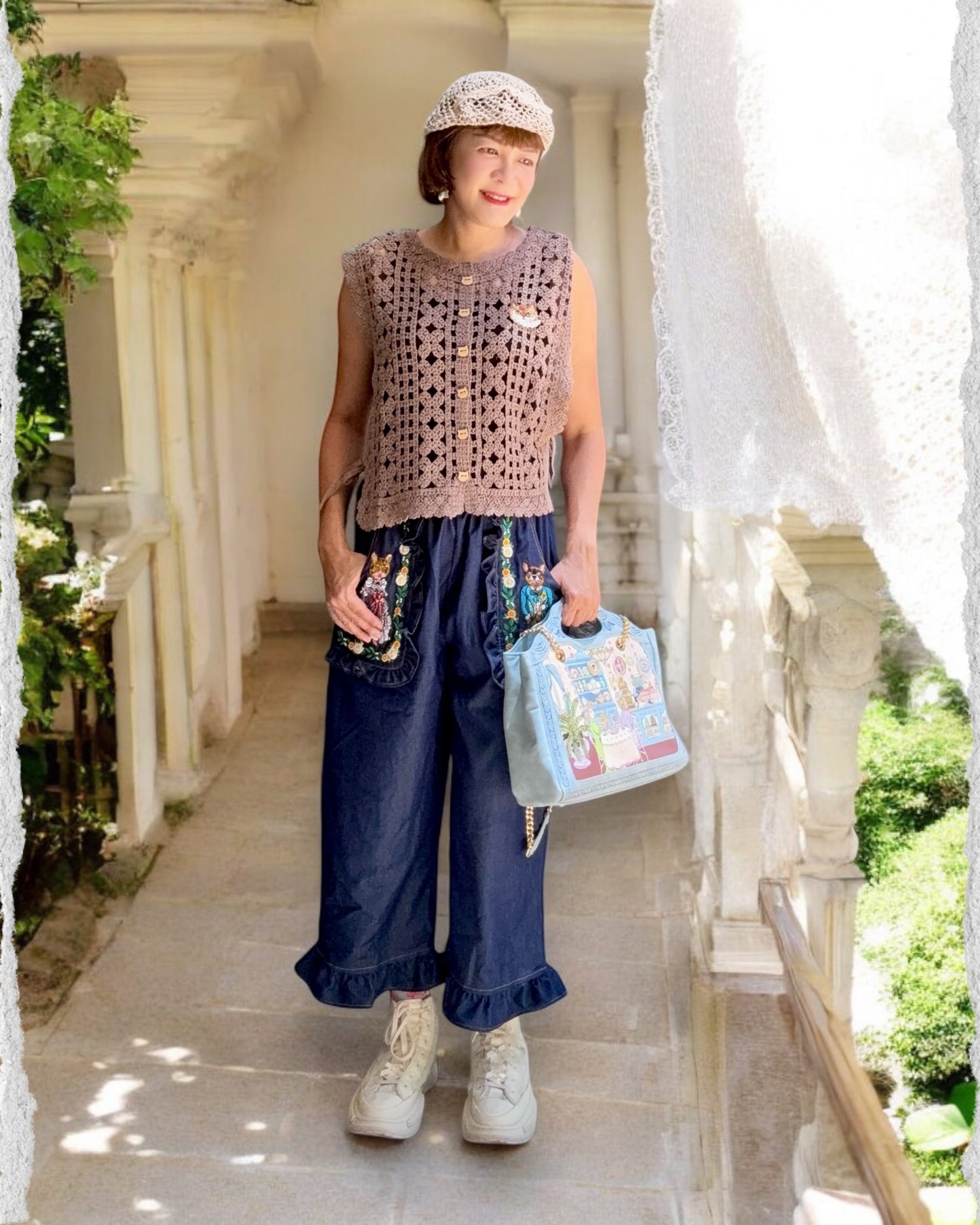 Lace crochet embroidery vest cardigan