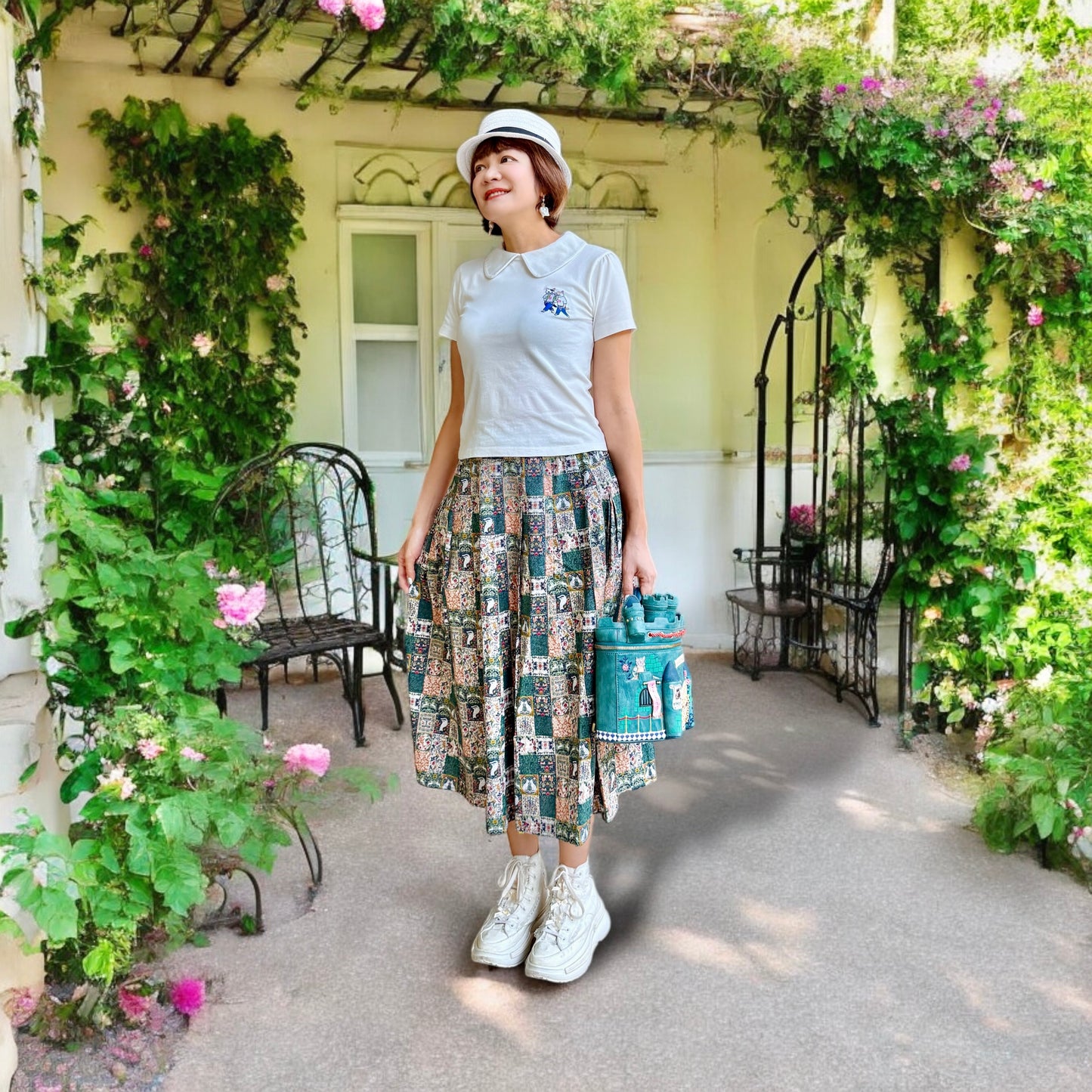gardening animal midi skirt