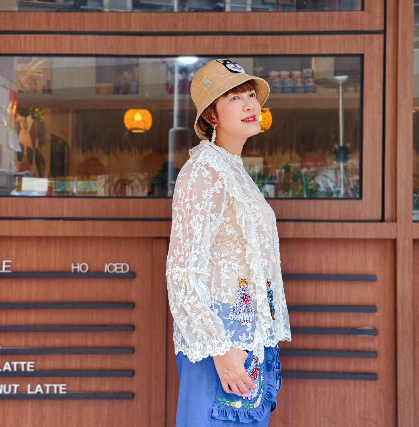 Animal embroidery loose fit top