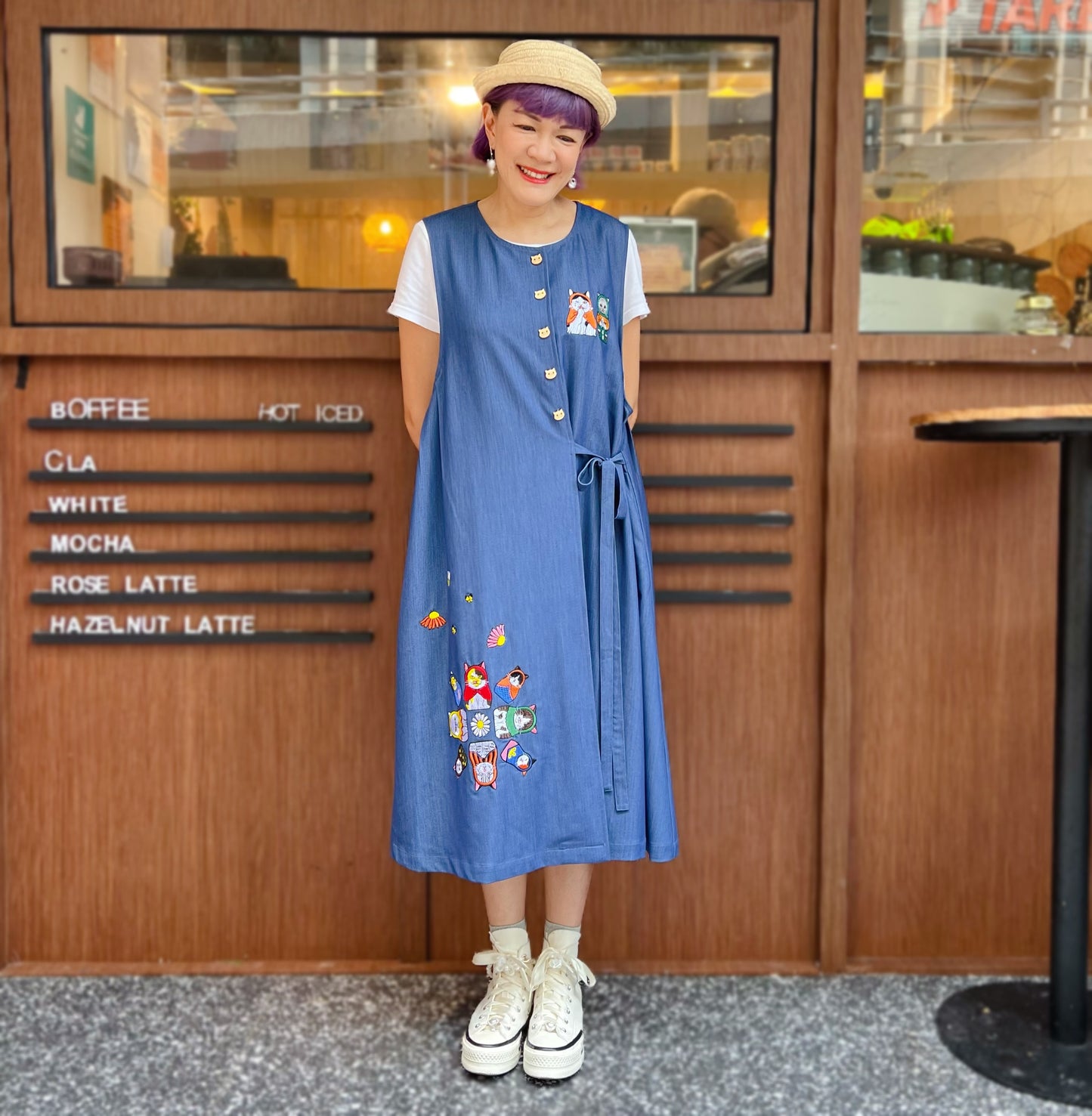 Russian cat dolls denim one piece