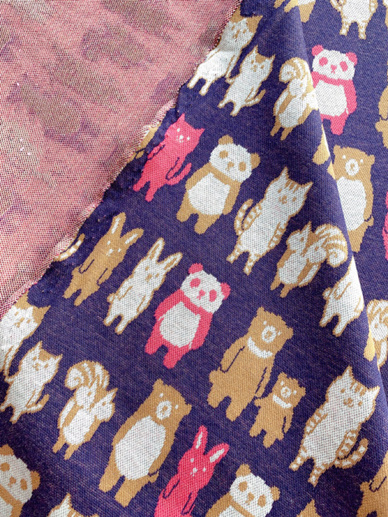 Dolman sleeve animal pattern cotton knit top