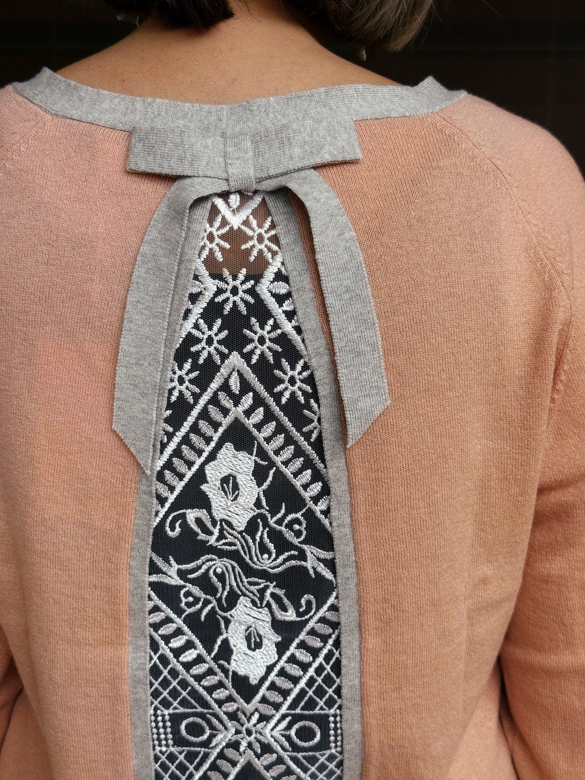 Lace and contrast trim cardigan