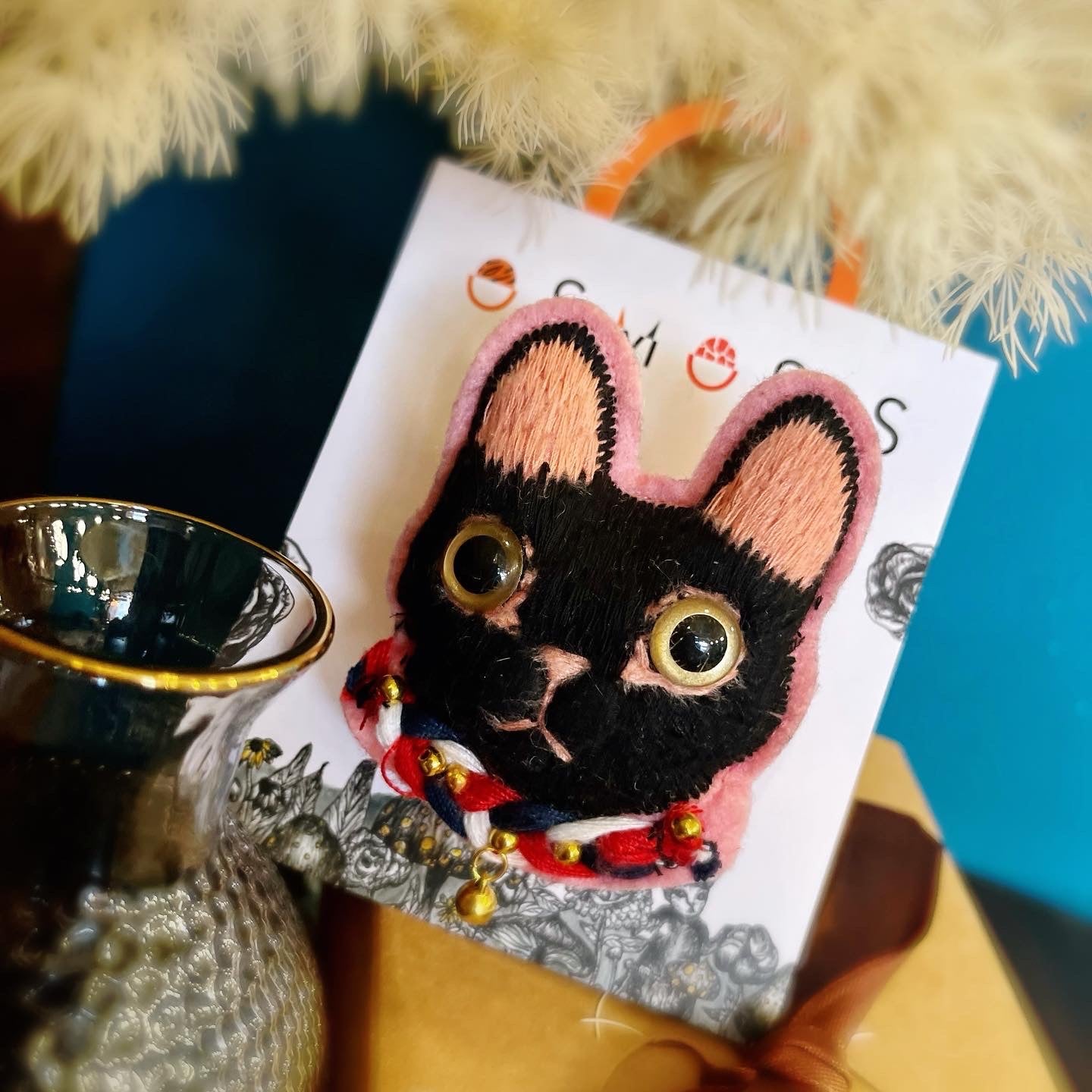 Little Black Handmade Yarn Brooch