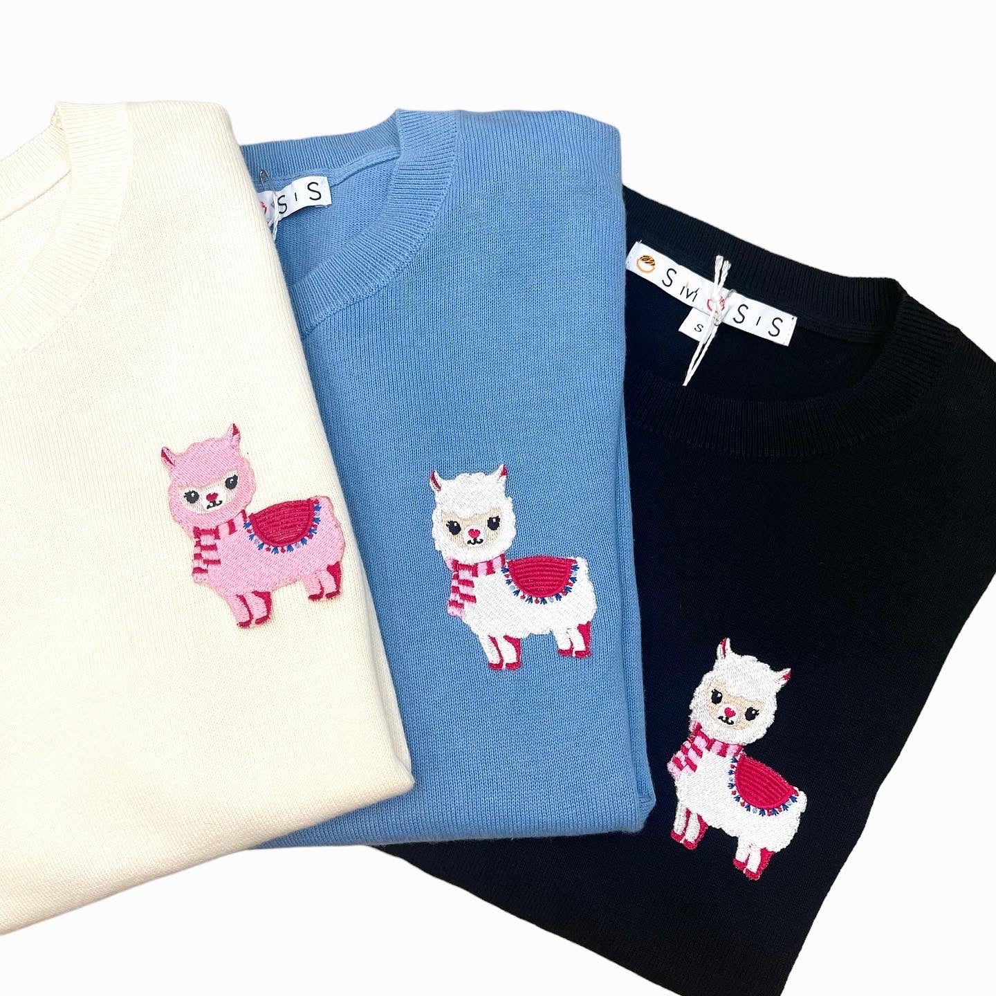Little Alpaca Embroidery Sweater