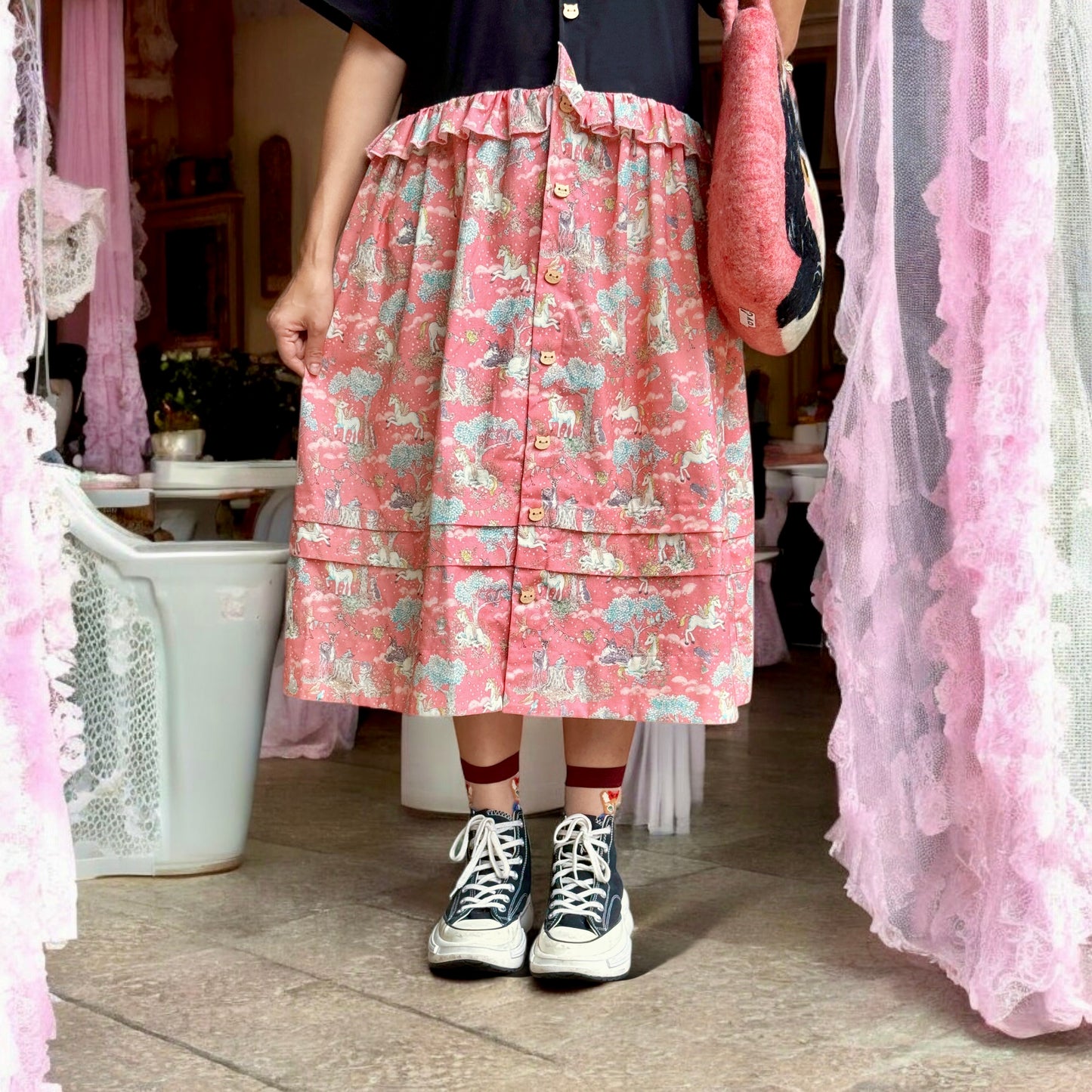 Black plus dreamy unicorn one piece