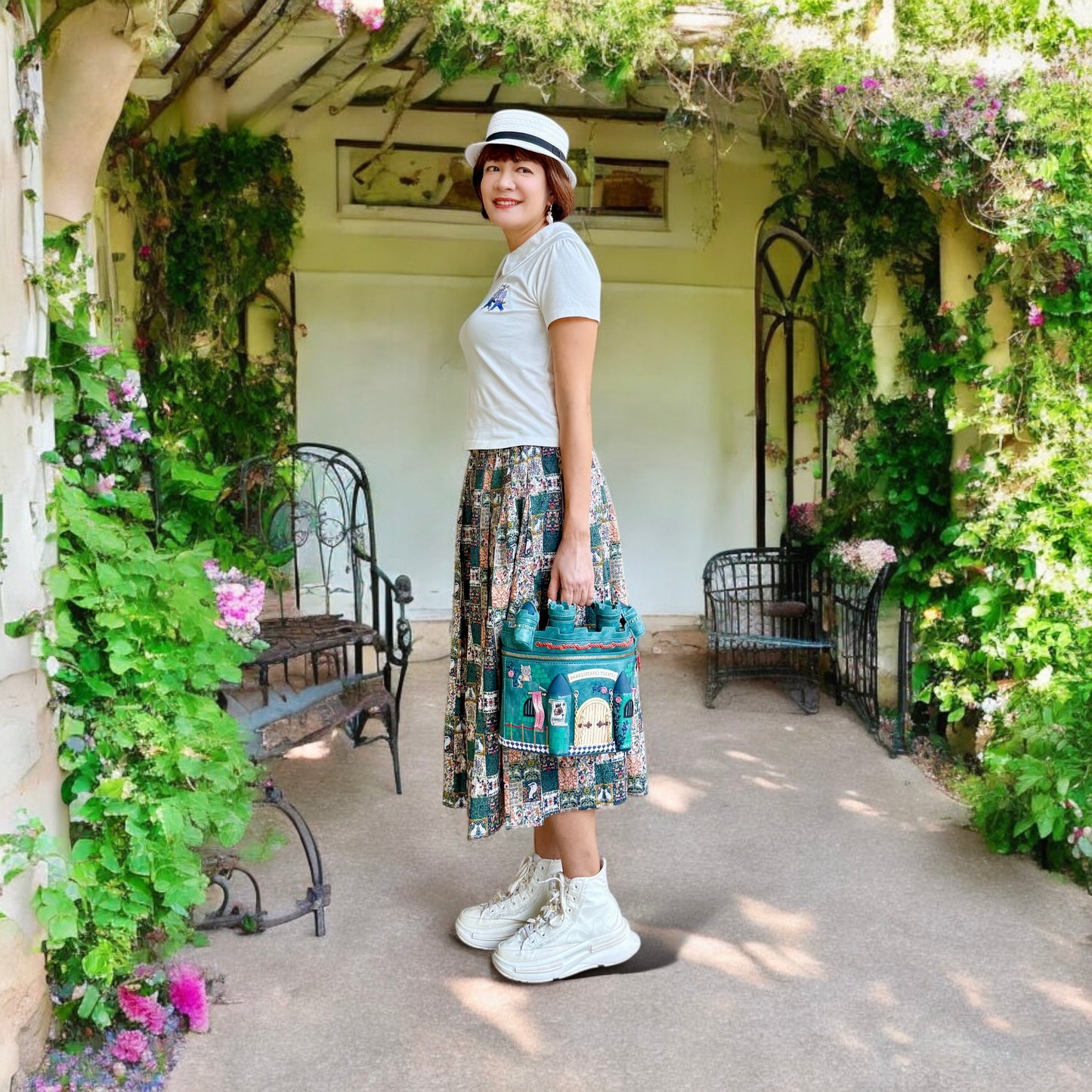 gardening animal midi skirt