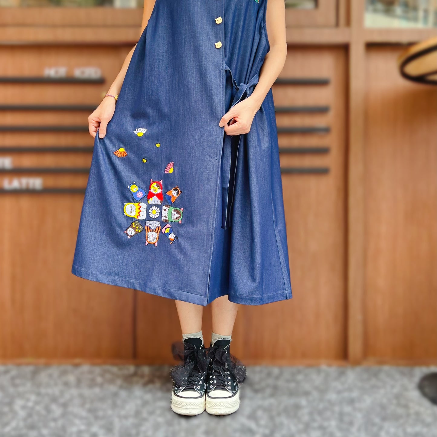 Russian cat dolls denim one piece