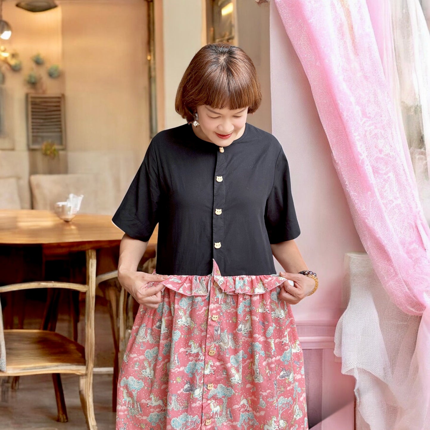 Black plus dreamy unicorn one piece