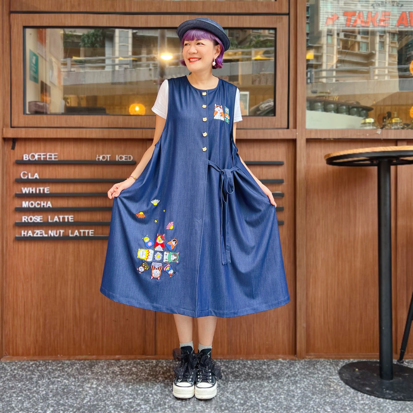Russian cat dolls denim one piece