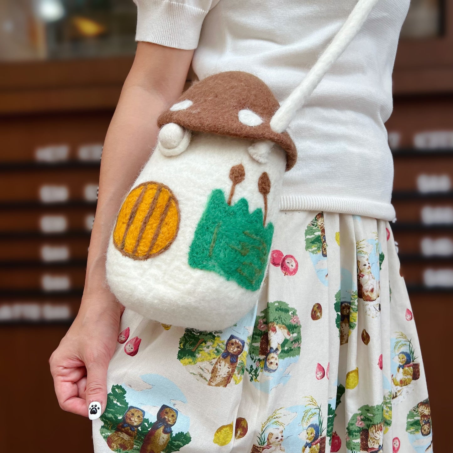 Picnic cats midi skirt