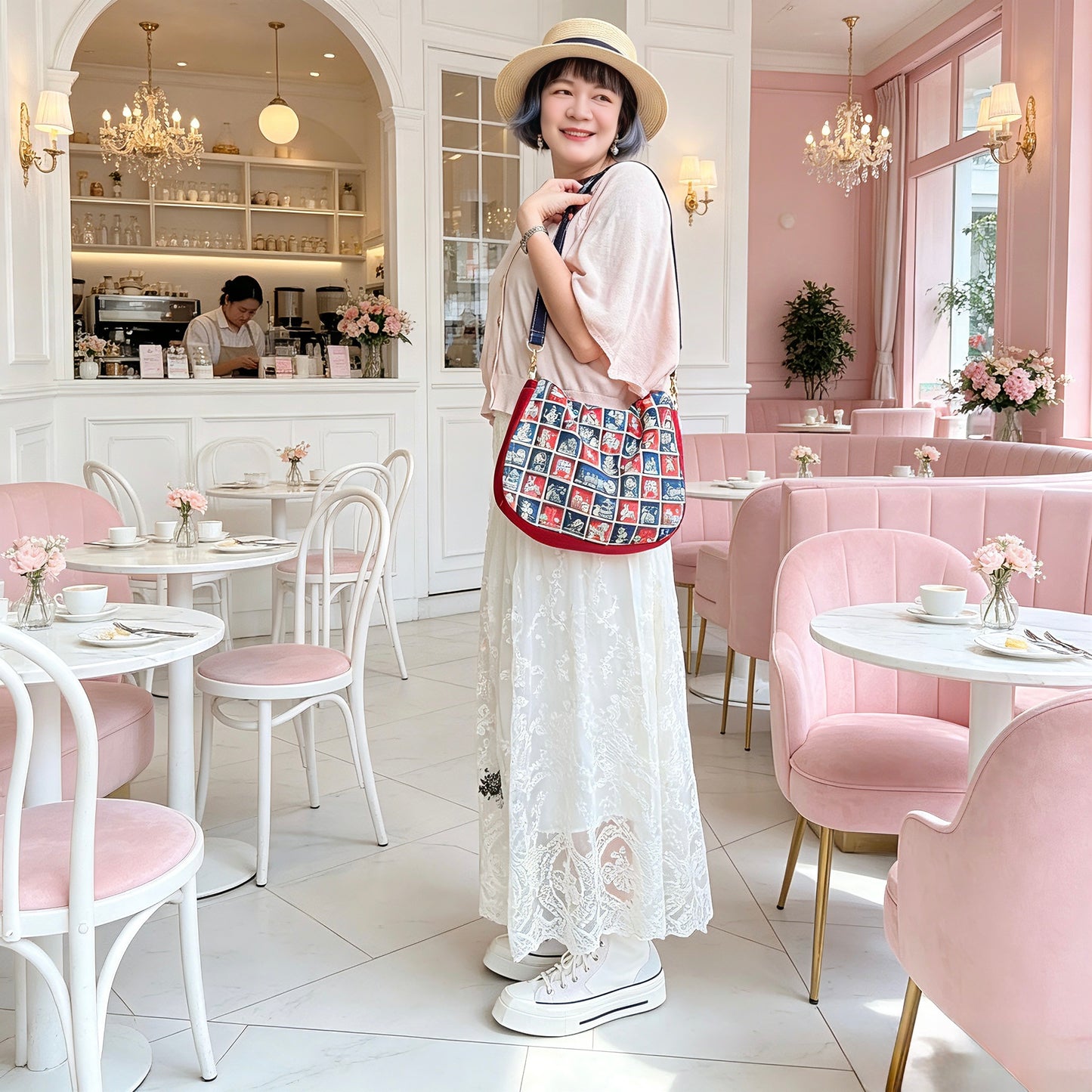 Embroidery and hand painted lace skirt
