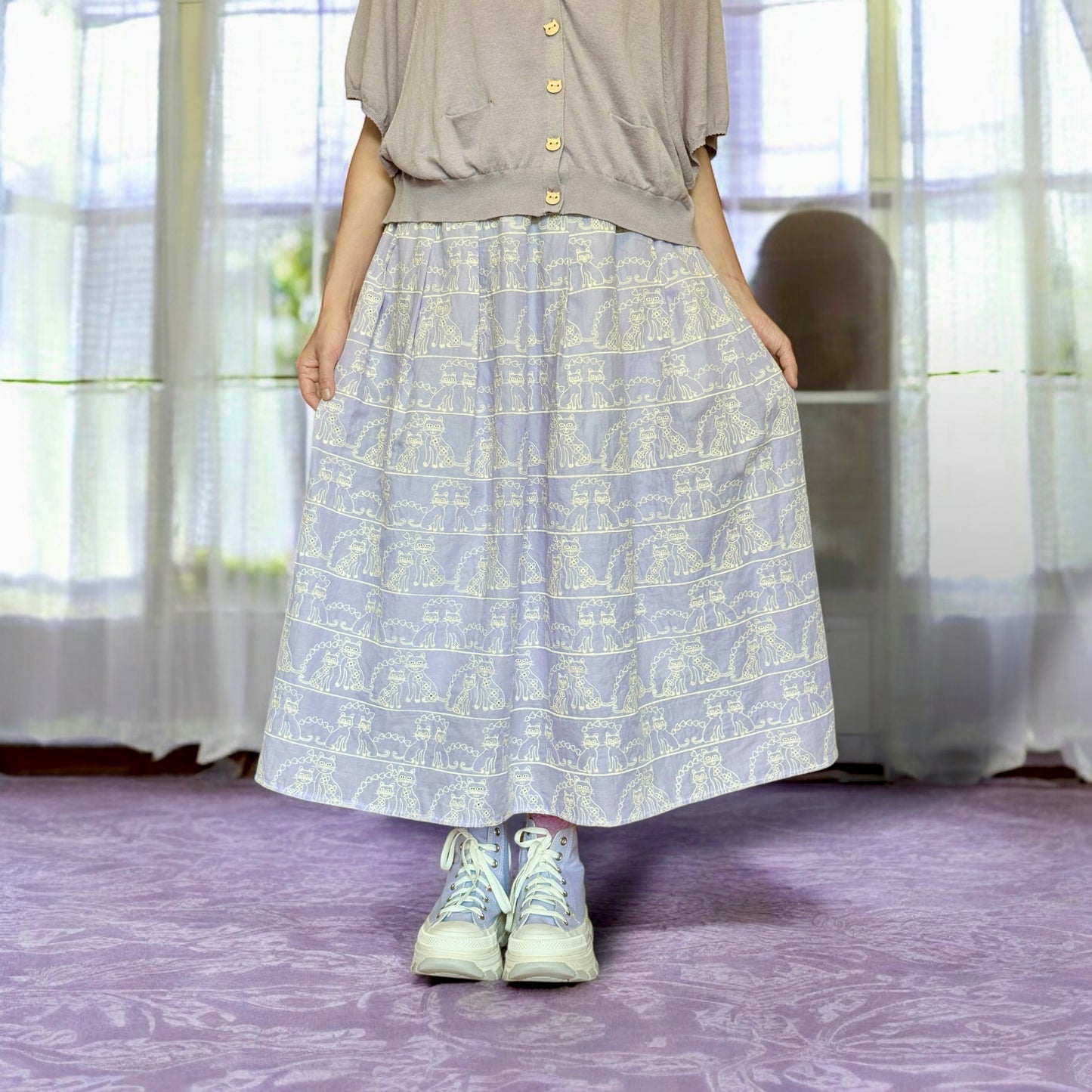 Lace crochet midi skirt