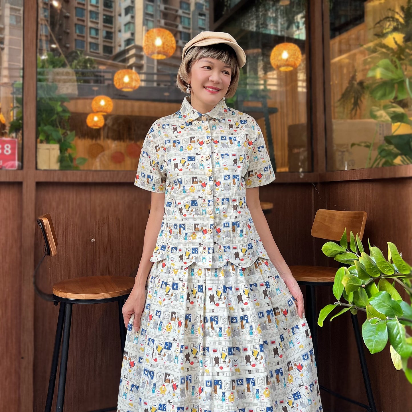 Animal together dinner midi skirt