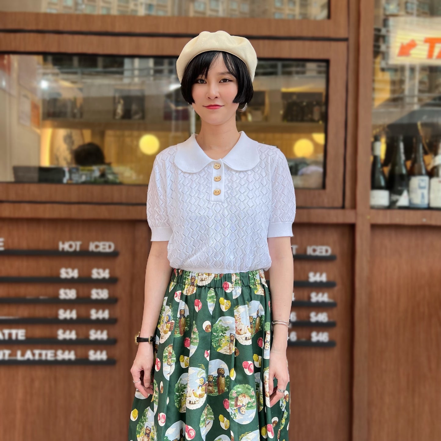Picnic cats midi skirt