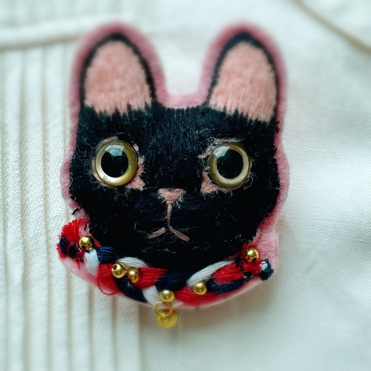 Little Black Handmade Yarn Brooch