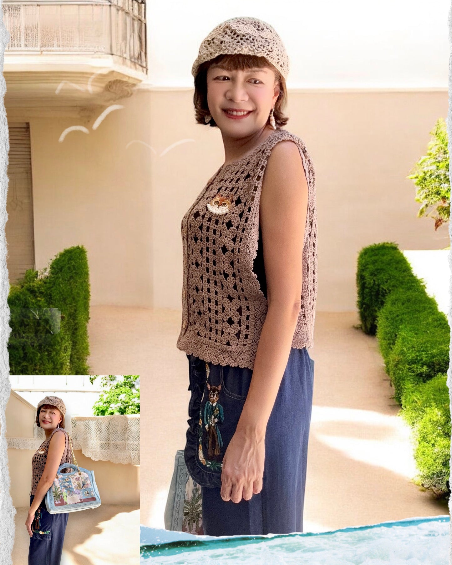 Lace crochet embroidery vest cardigan