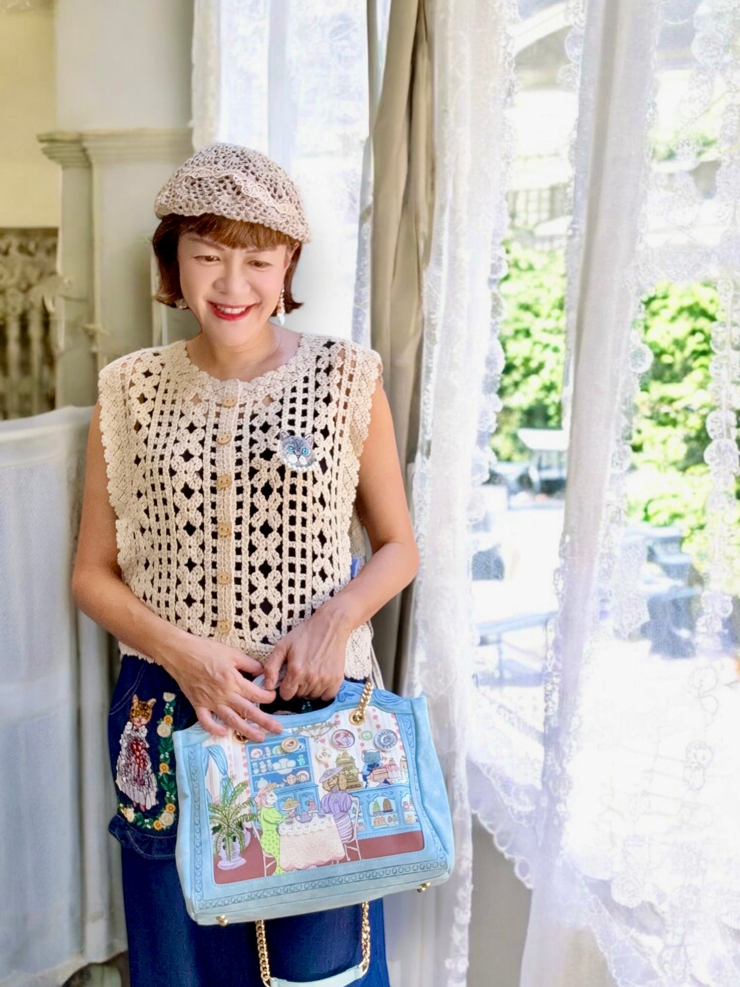 Lace crochet embroidery vest cardigan