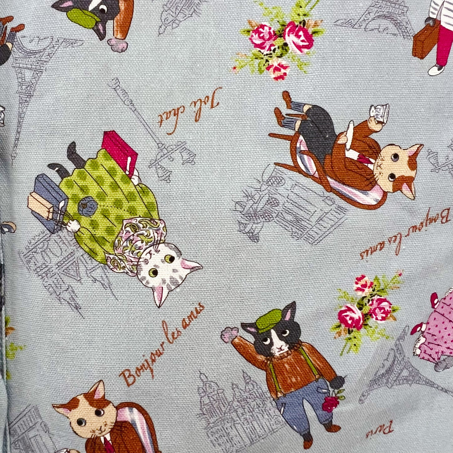 French cat fabric and knit block dress