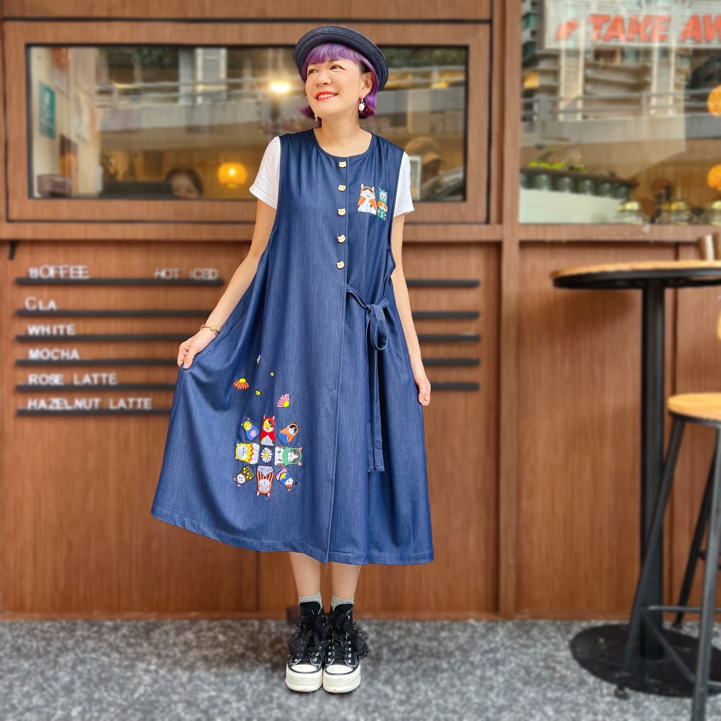 Russian cat dolls denim one piece