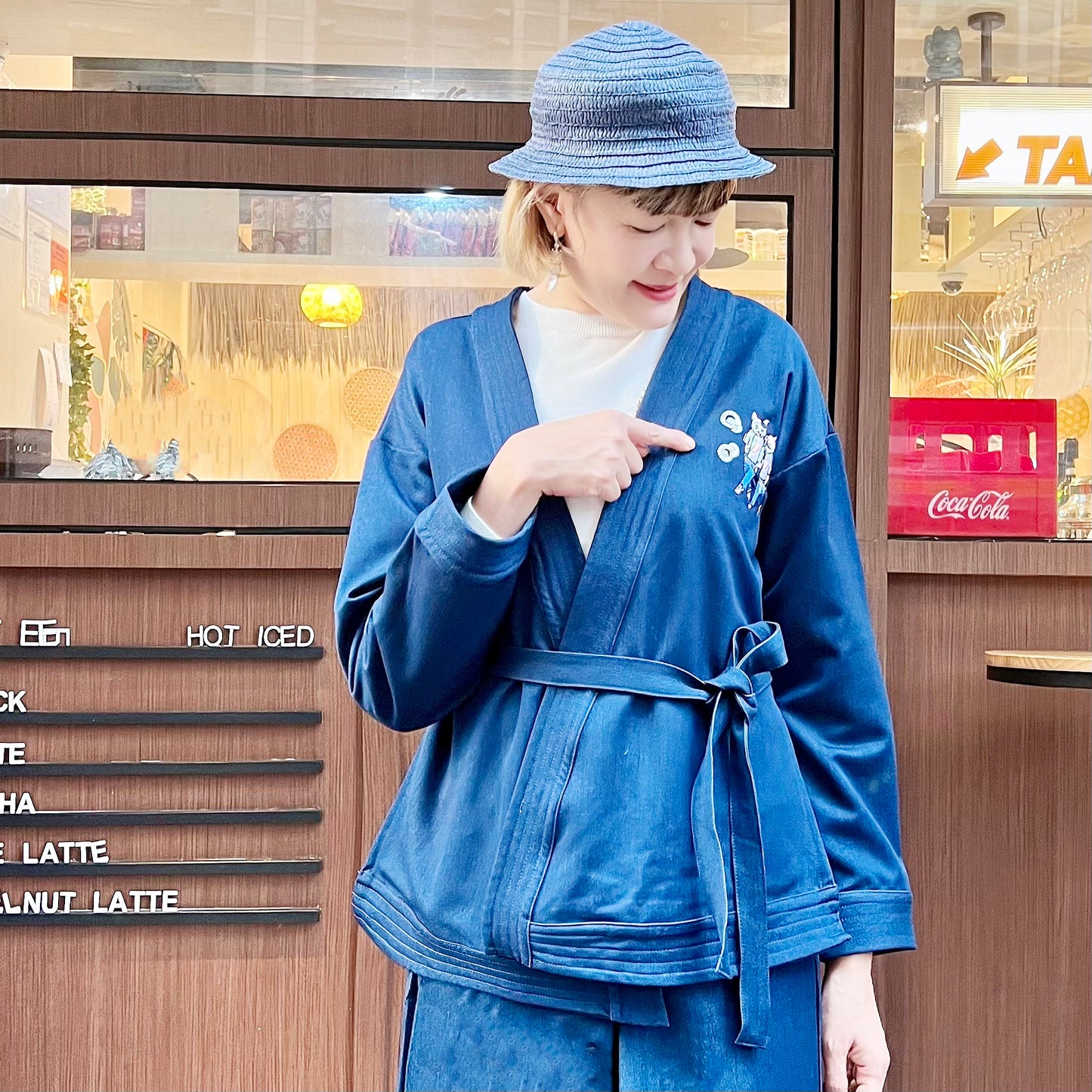 Cat embroidery Kimono jacket