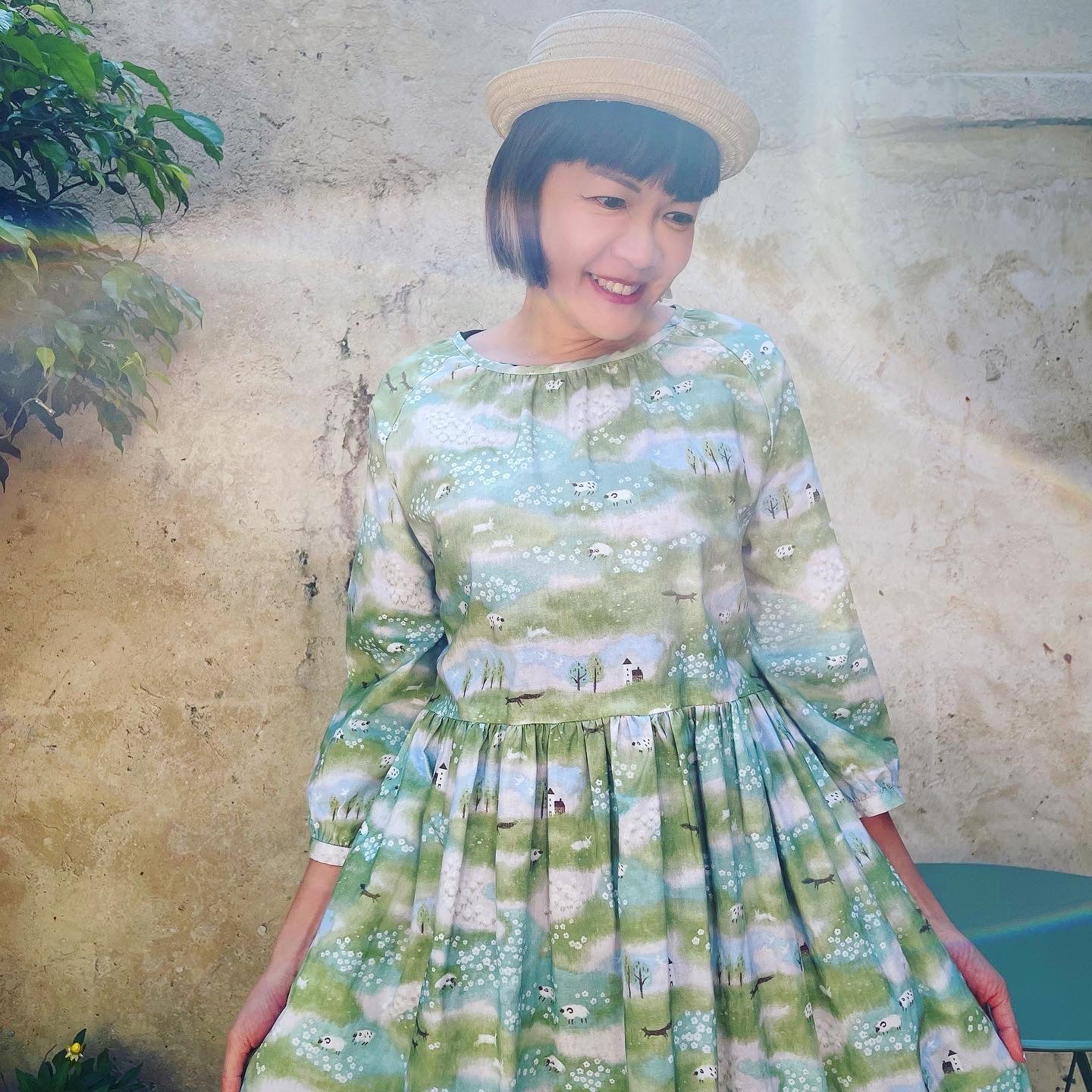 Spring Slope And Sheep Loose Fit Dress