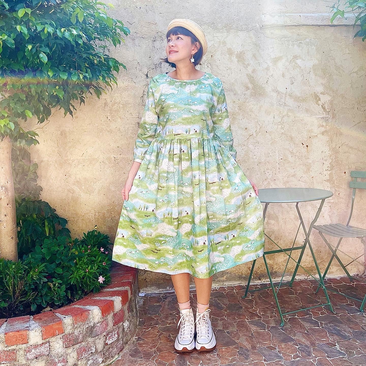 Spring Slope And Sheep Loose Fit Dress